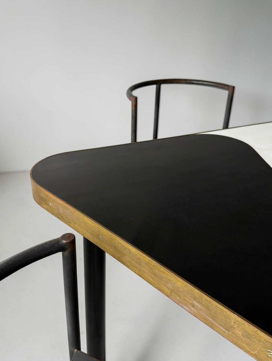 Vintage Table with Brass-Bound Edges
