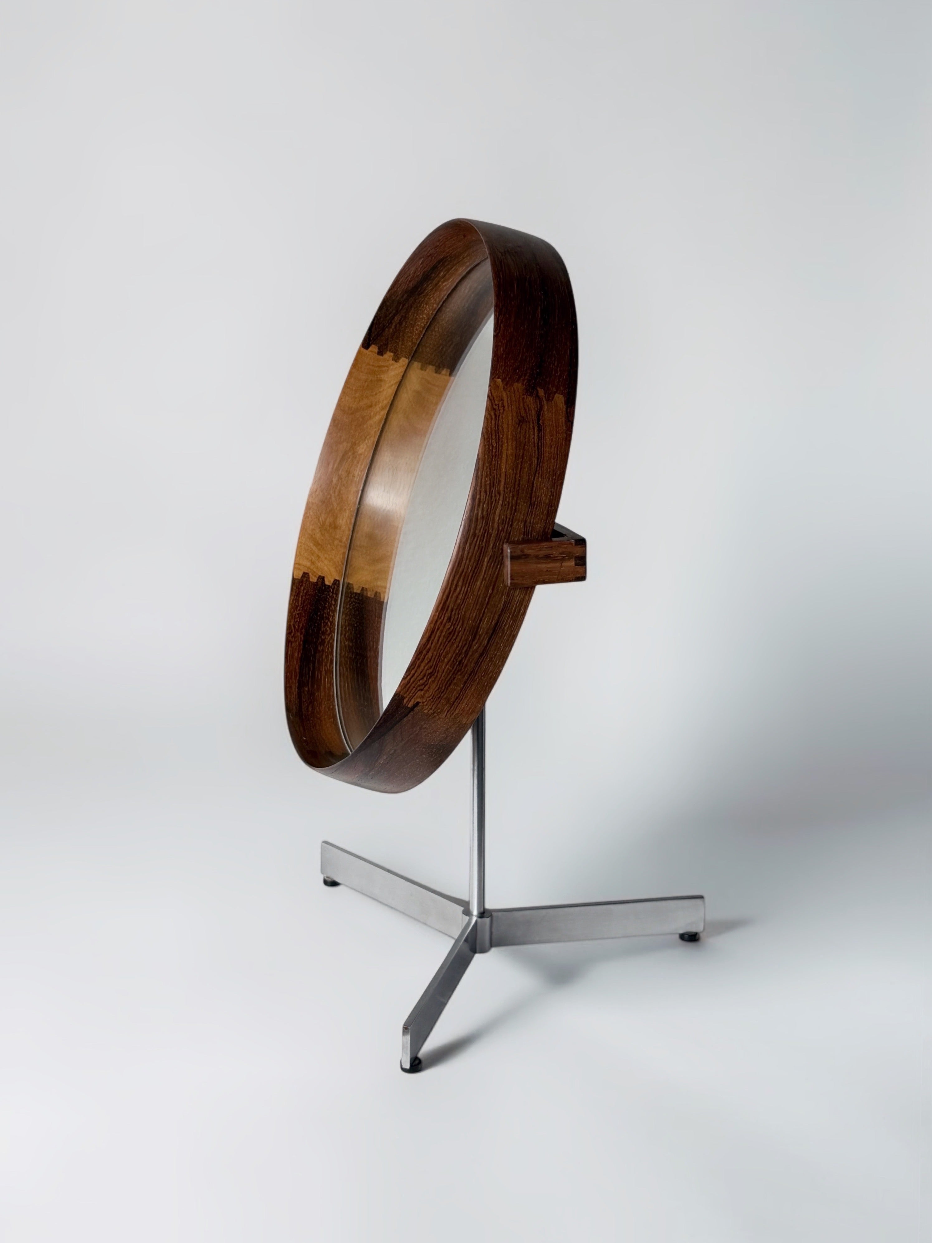 Rosewood Table Mirror by Uno & Östen Kristiansson for Luxus, Sweden 1960s