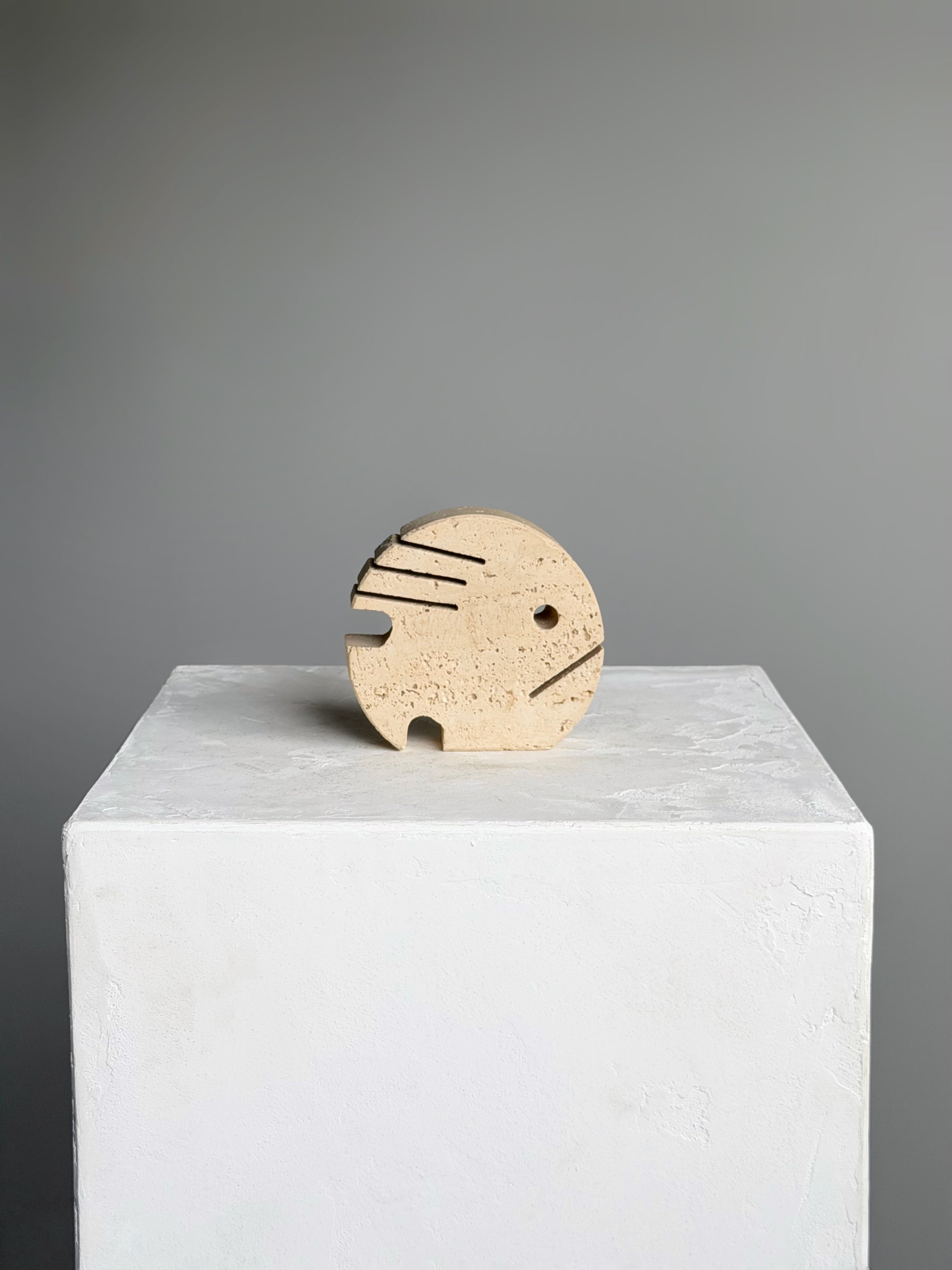 Fish Sculpture in Travertine Marble by Fratelli Mannelli 1970s