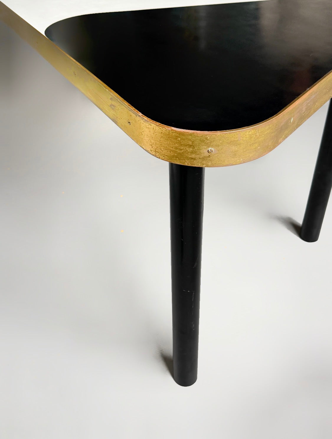 Vintage Table with Brass-Bound Edges