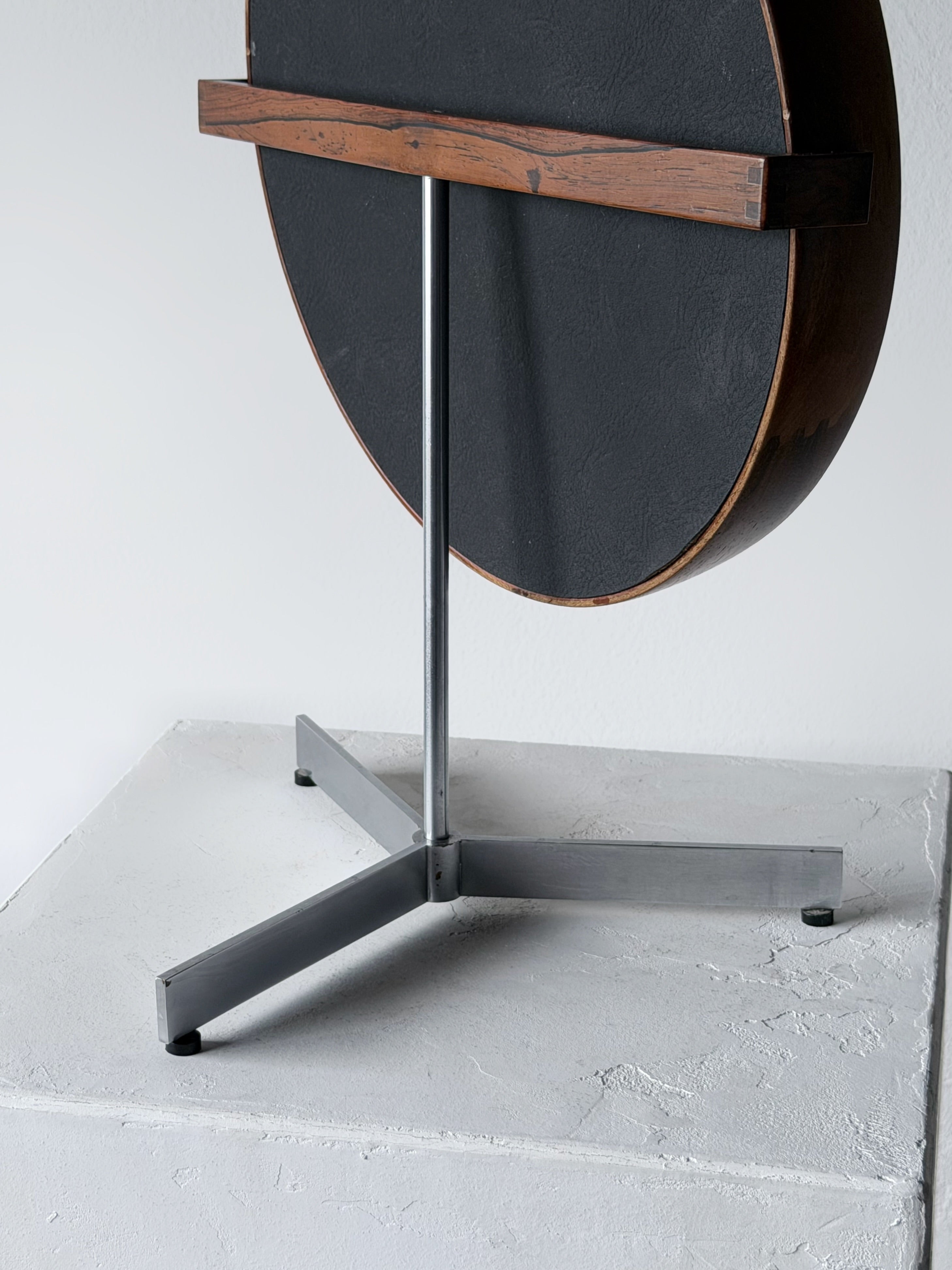 Rosewood Table Mirror by Uno & Östen Kristiansson for Luxus, Sweden 1960s