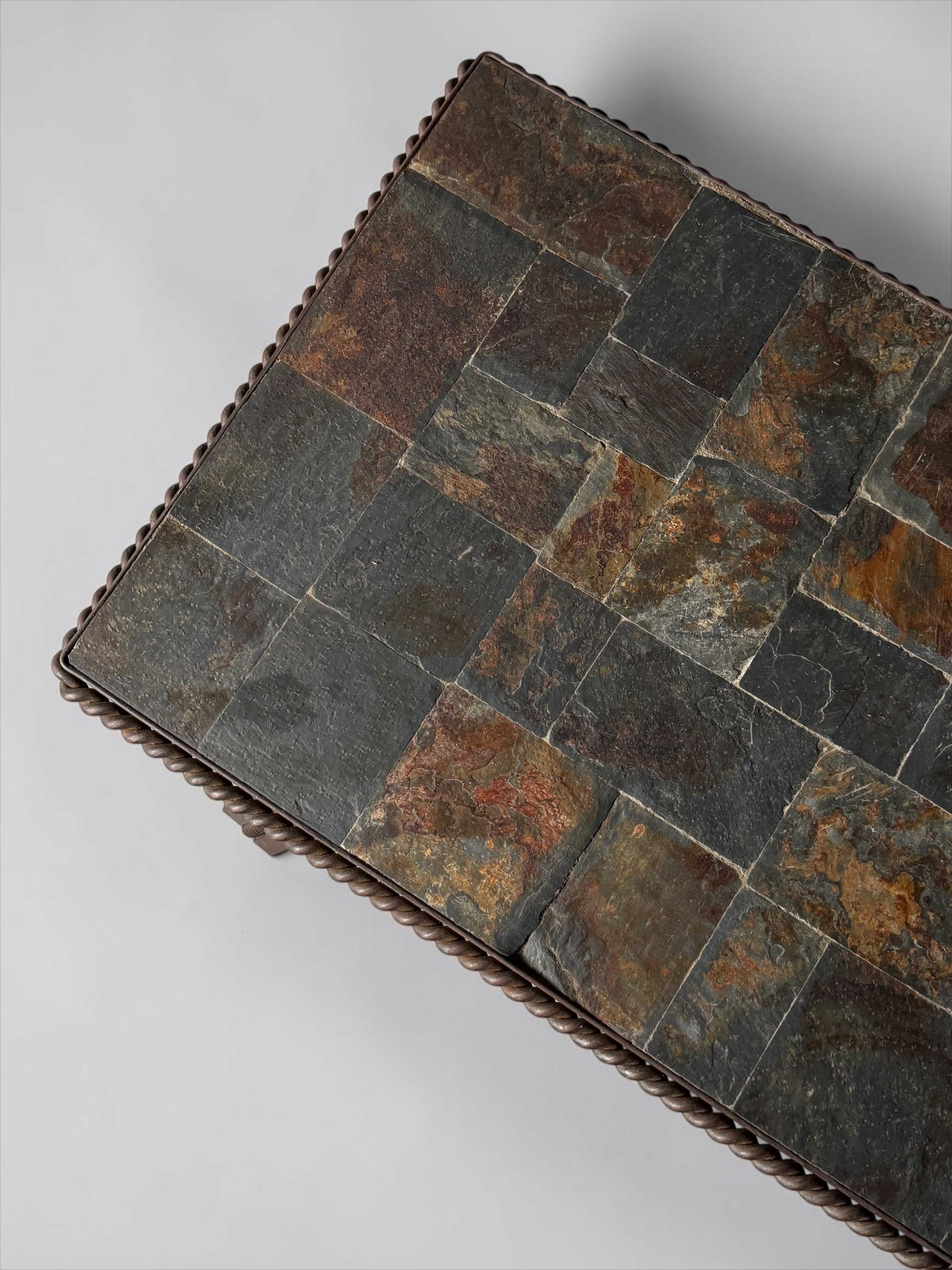 Coffee Table with Slate Mosaic Top and Twisted Iron Base　