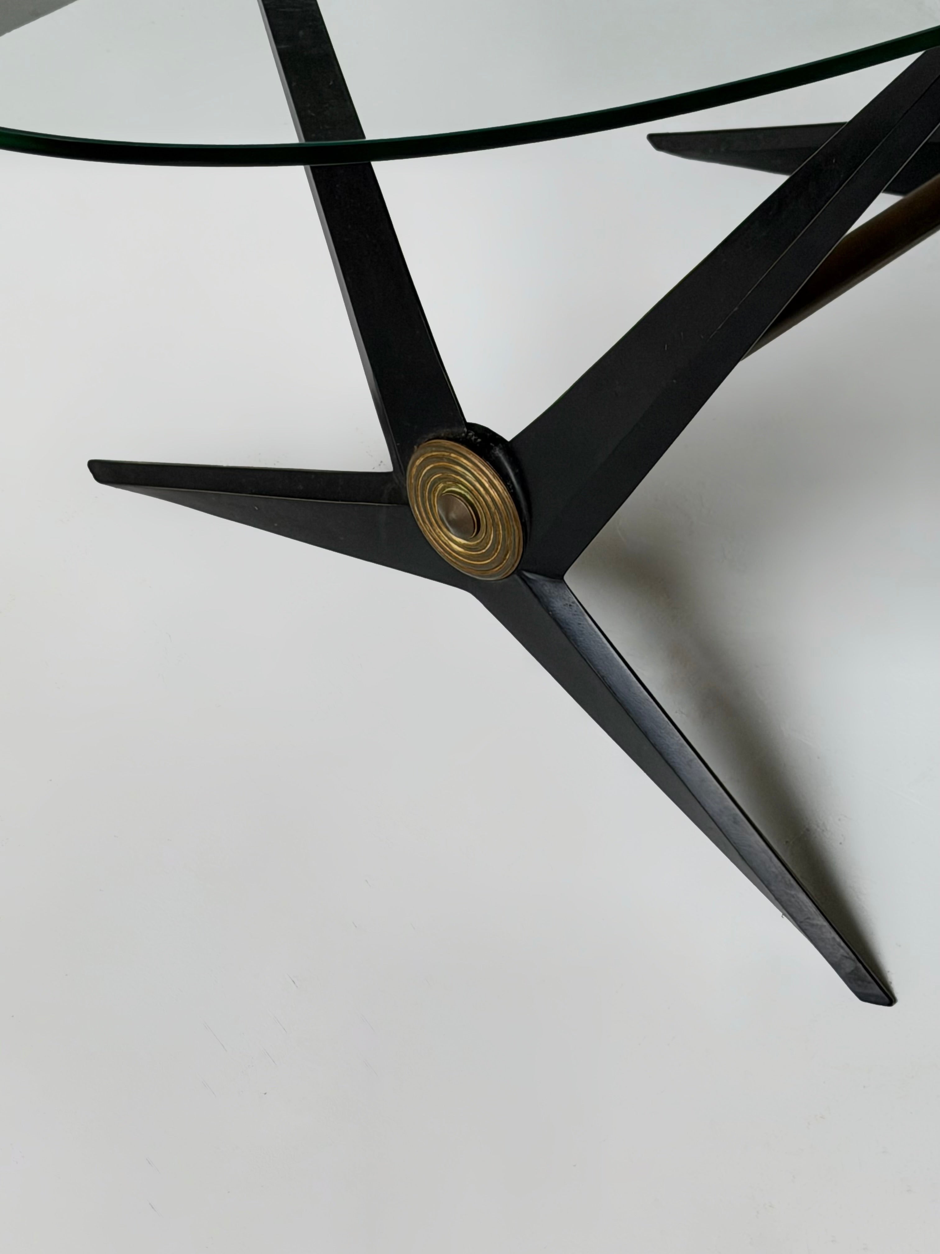Oval coffee table by Angelo Ostuni in metal and glass, Italy 1950
