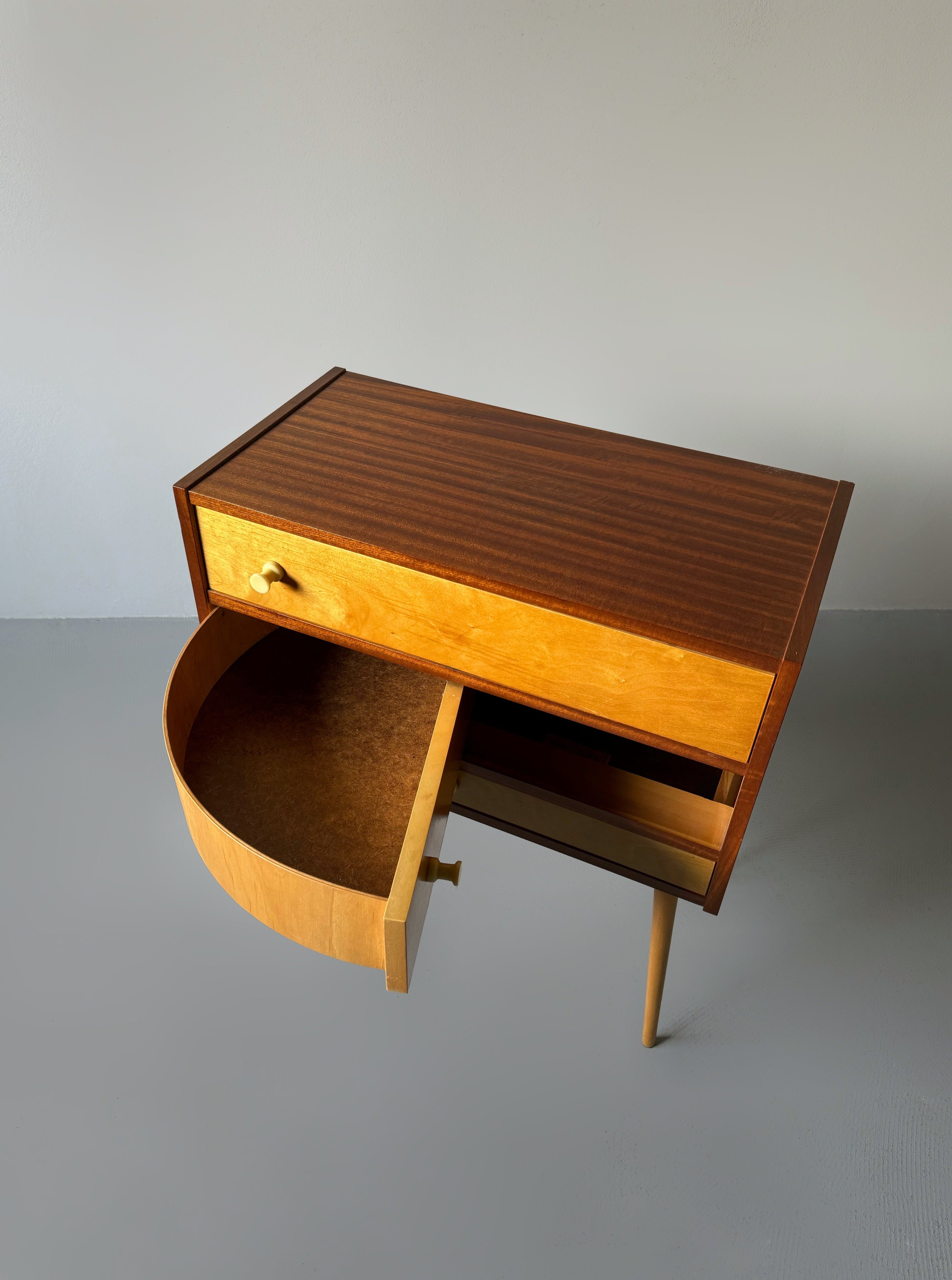 Midcentury Modern Sewing Box with swivel drawer storage, 1960s