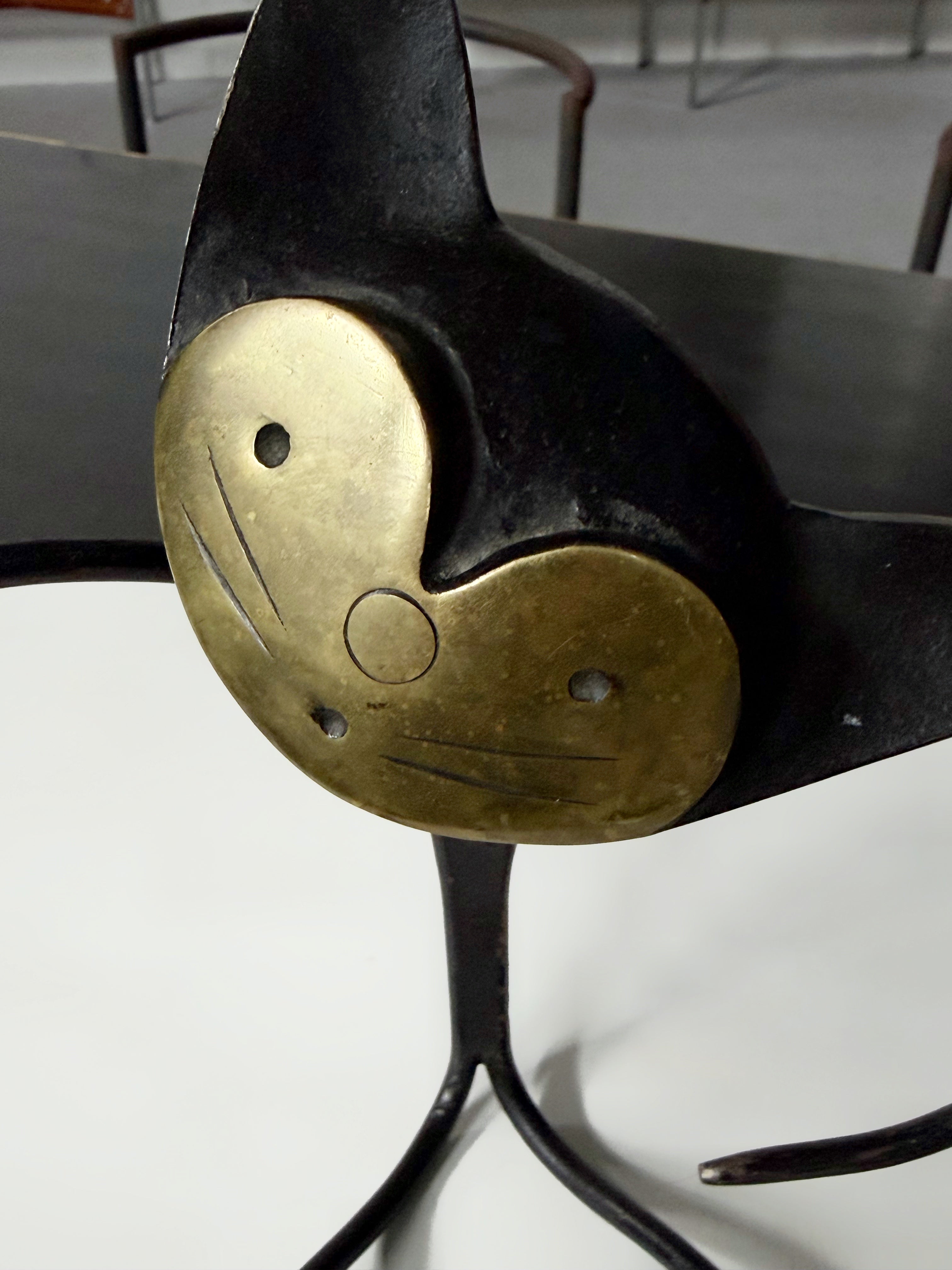 Walter Bosse Bottle Holder, Cat Blackened Brass, Austria, 1950s