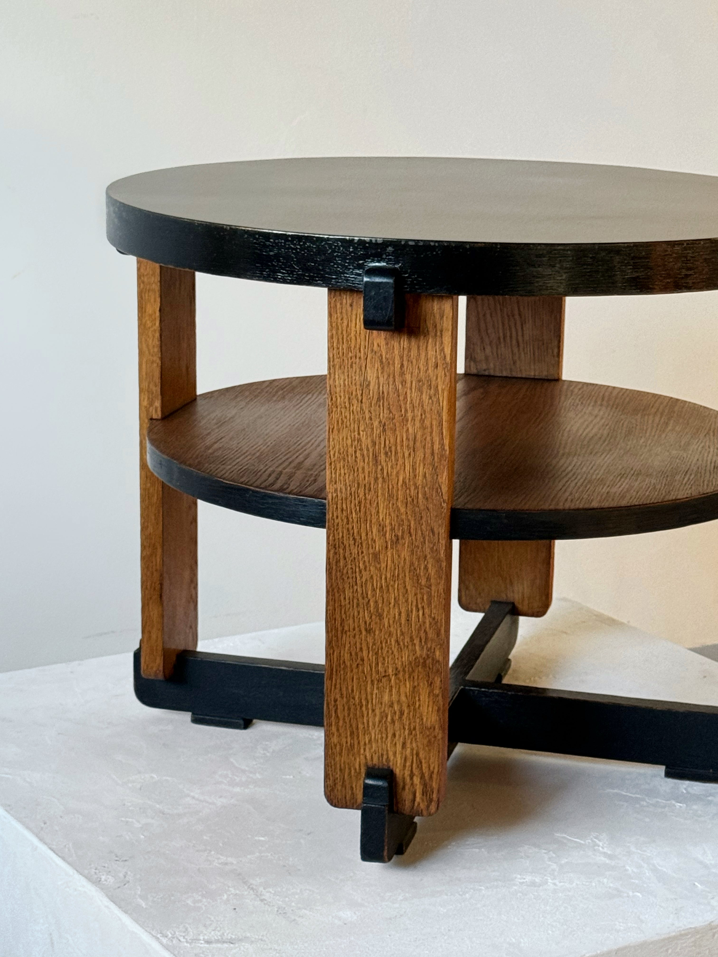 Oak Art Deco Modernist Side Table by Jan Brunott, Netherlands 1920s