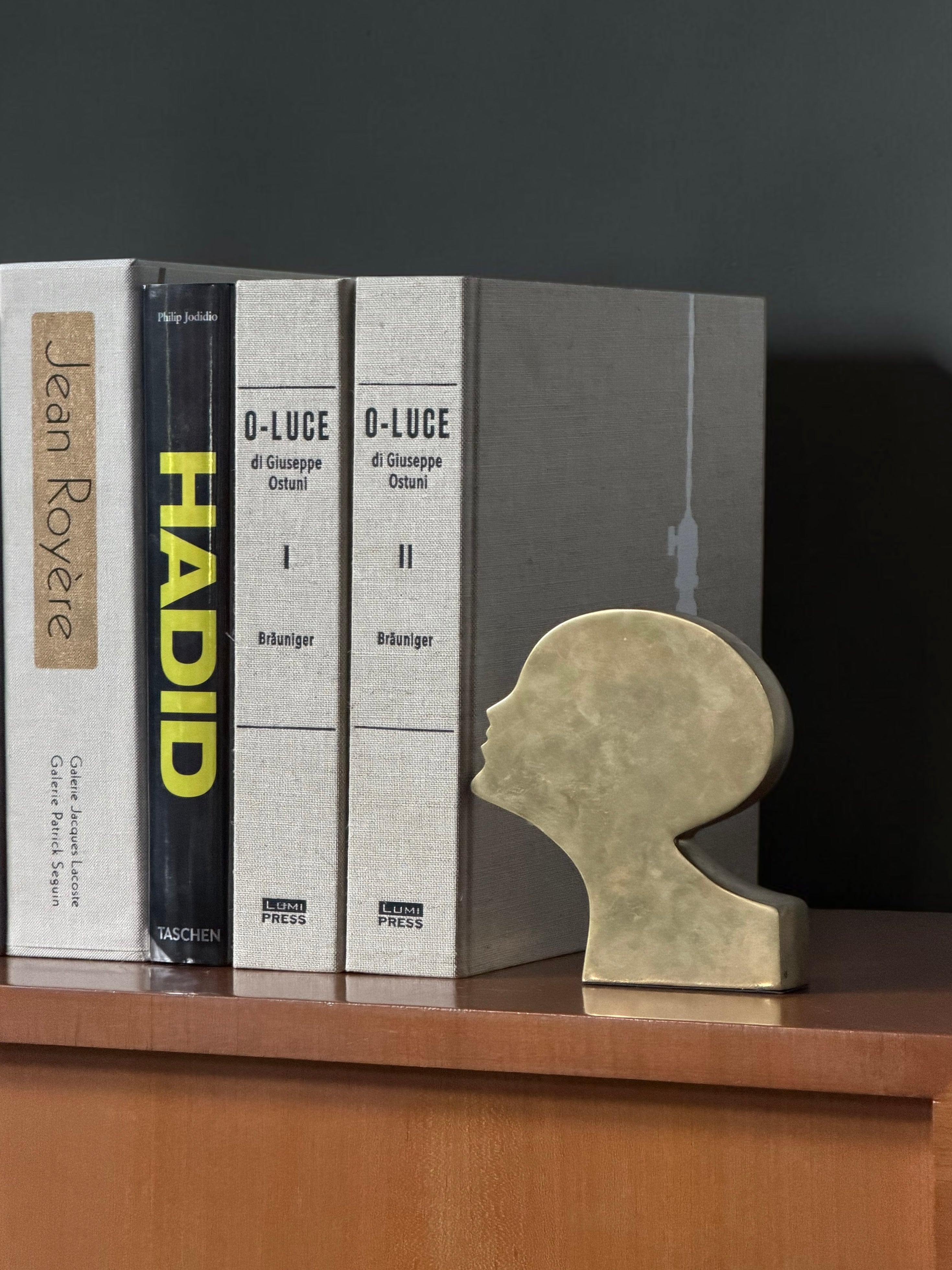 Pair of Sculptural Brass Profile Bookends