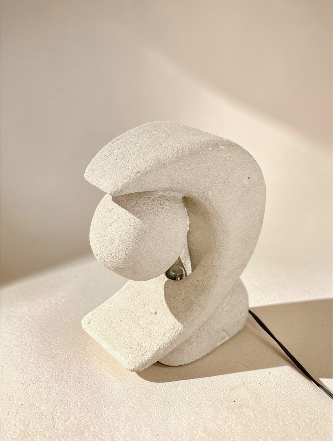 Carved Stone Lamp By Pierre Albert Tormost, 1960s　