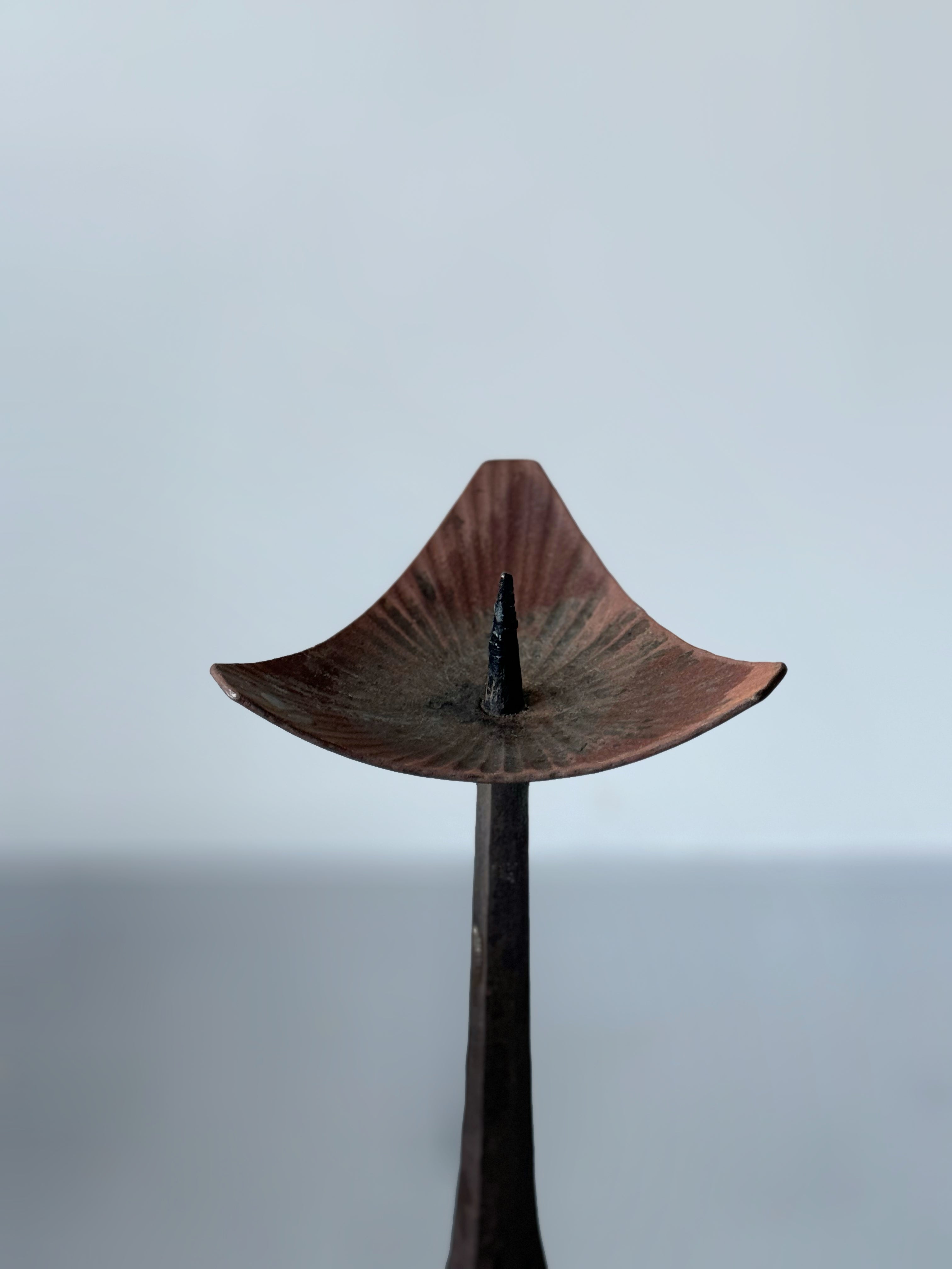 Vintage French Brutalist Iron Candle Stand