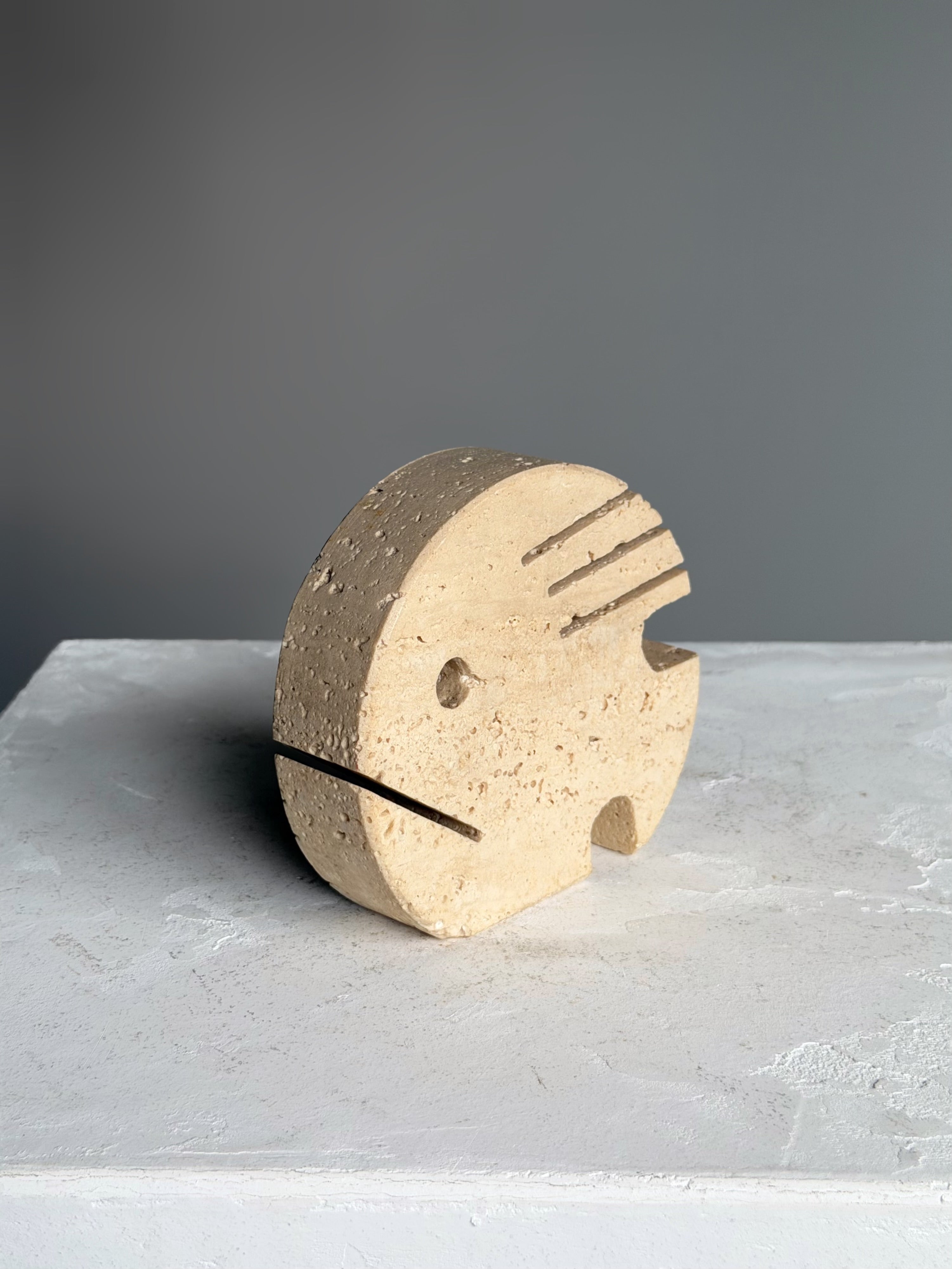Fish Sculpture in Travertine Marble by Fratelli Mannelli 1970s