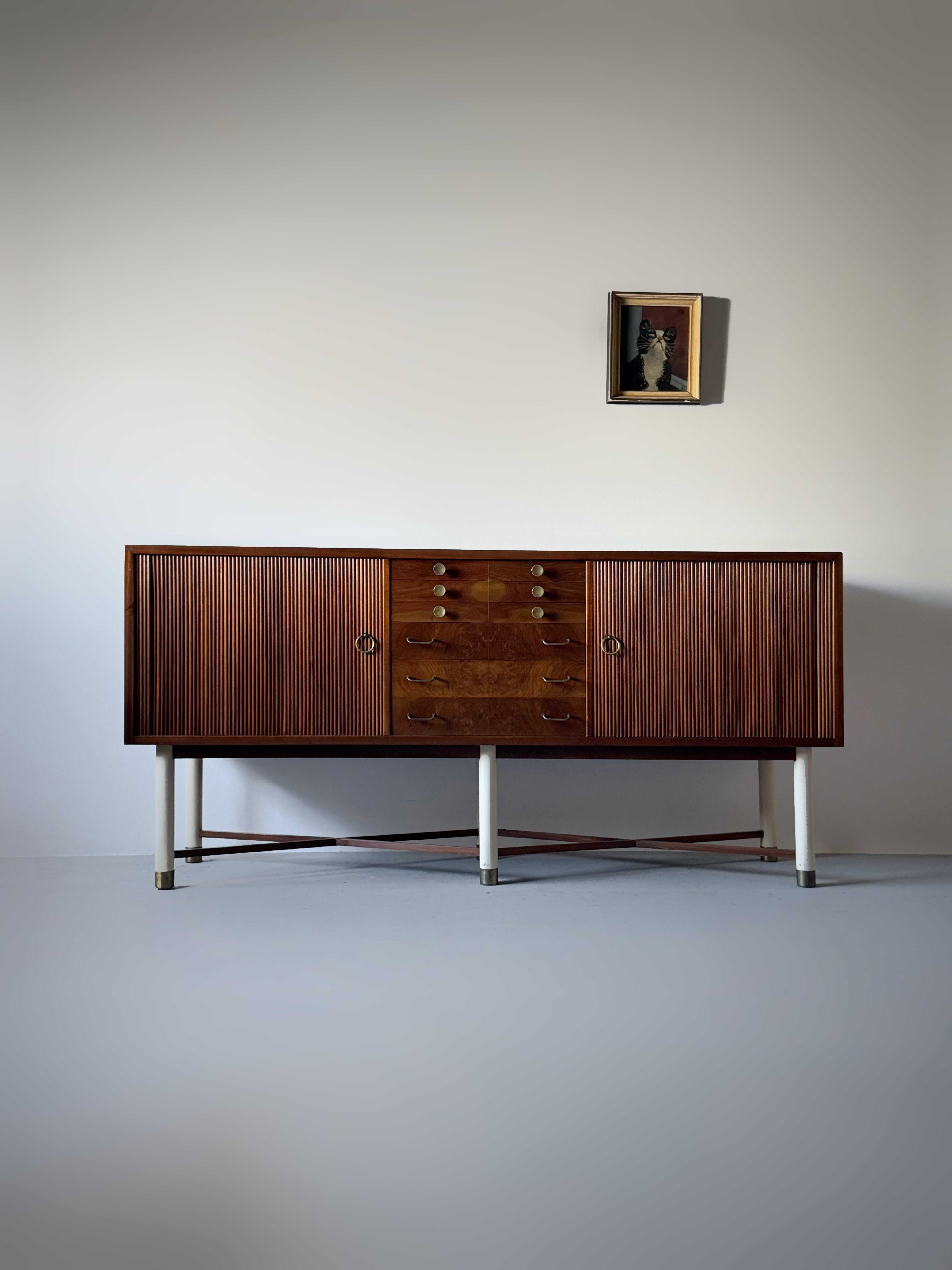 Danish cabinetmaker sideboard in walnut with brass handles