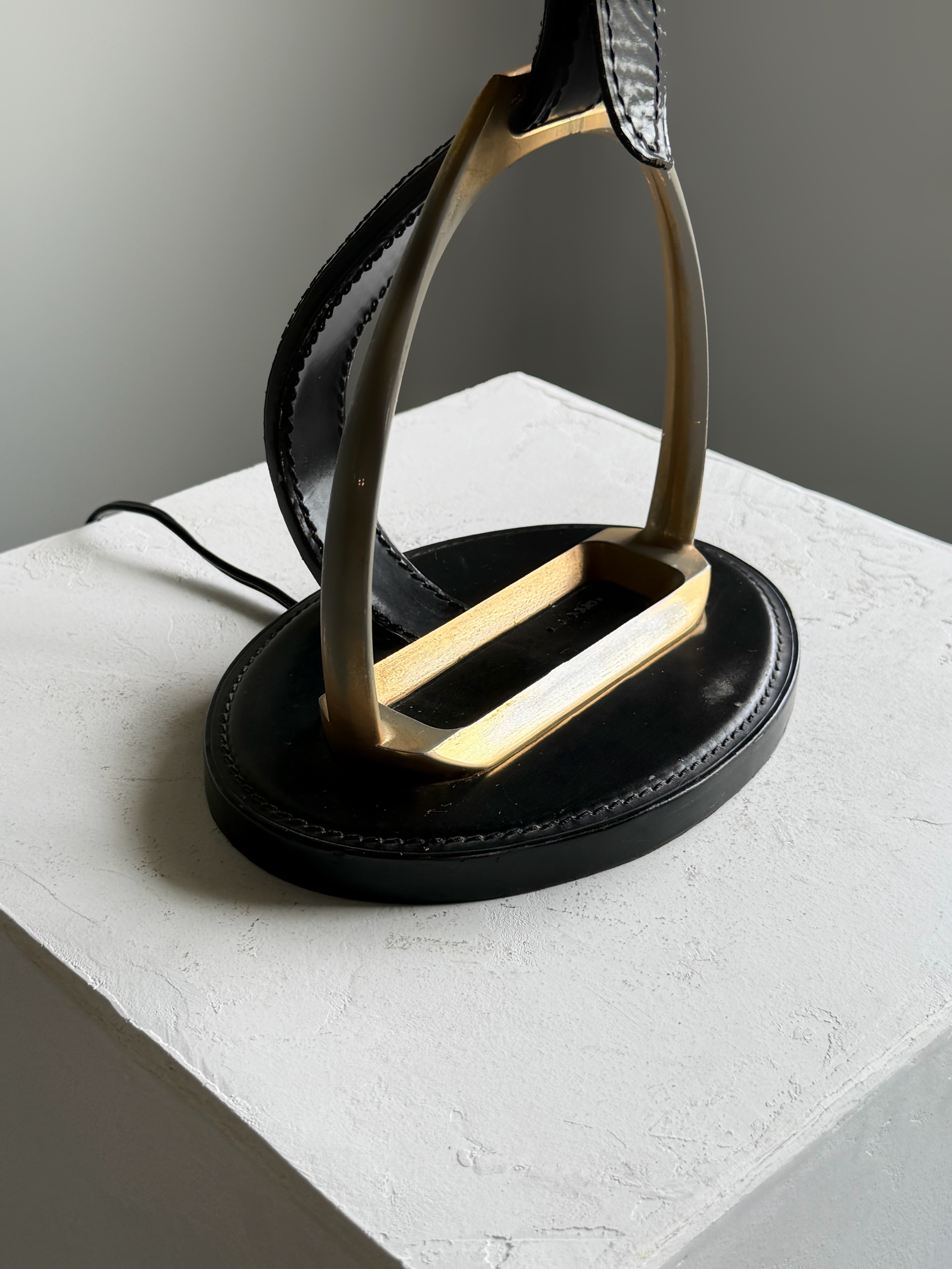 Longchamp Stirrup Stitched Leather Lamp, France 1950s　