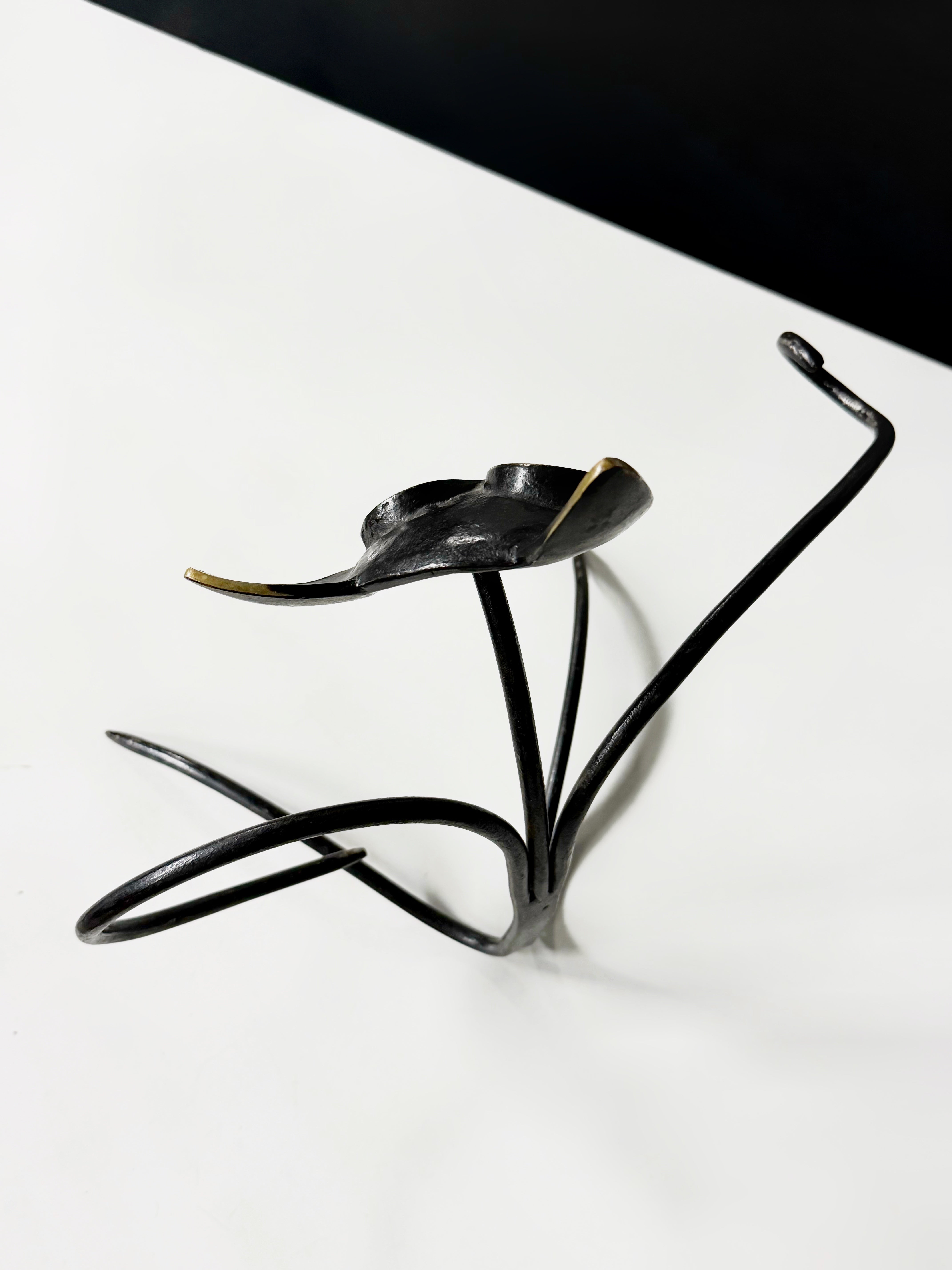 Walter Bosse Bottle Holder, Cat Blackened Brass, Austria, 1950s