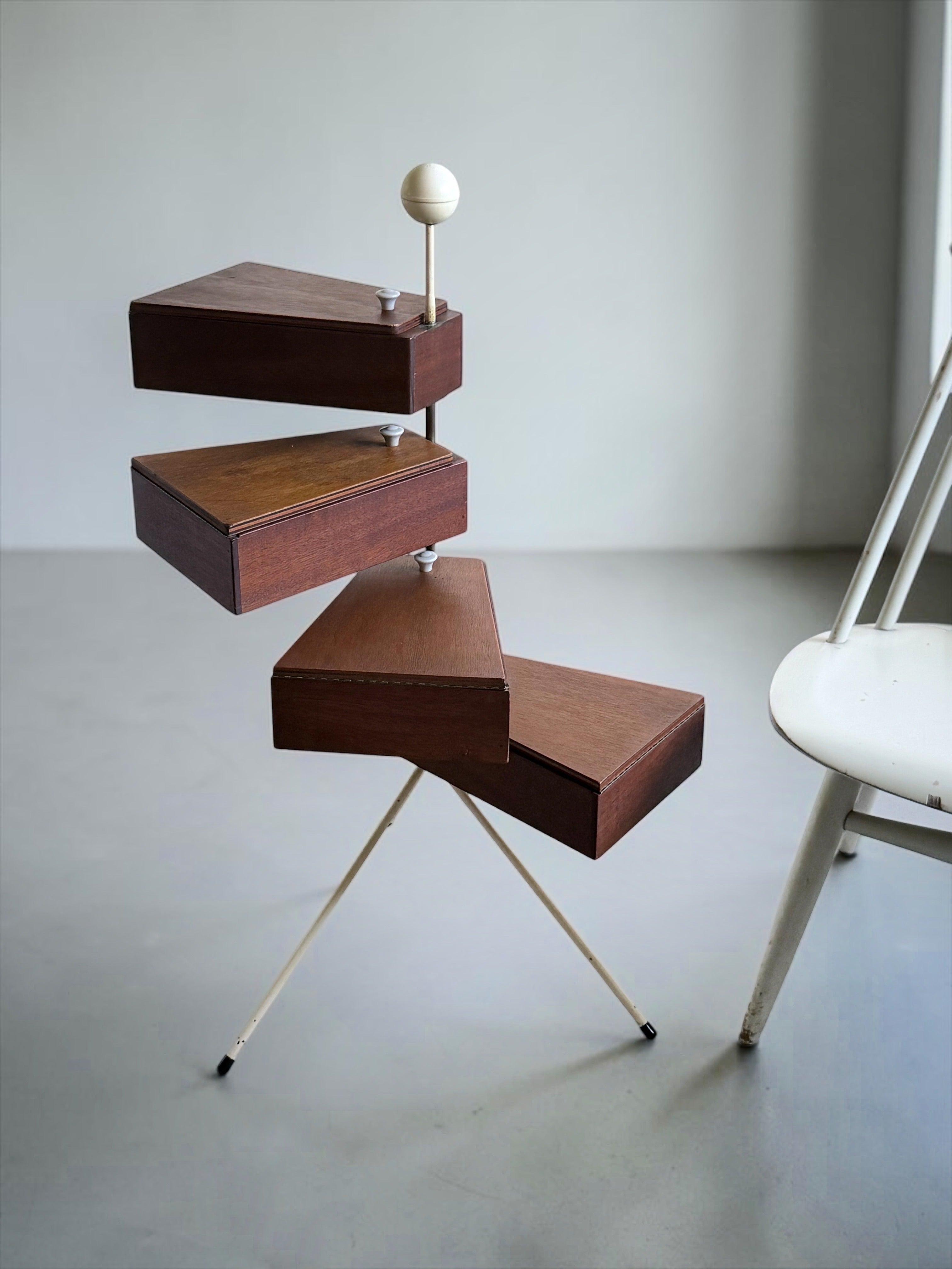 Swivel Sewing Box on Tripod Stand, Belgium 1950s　