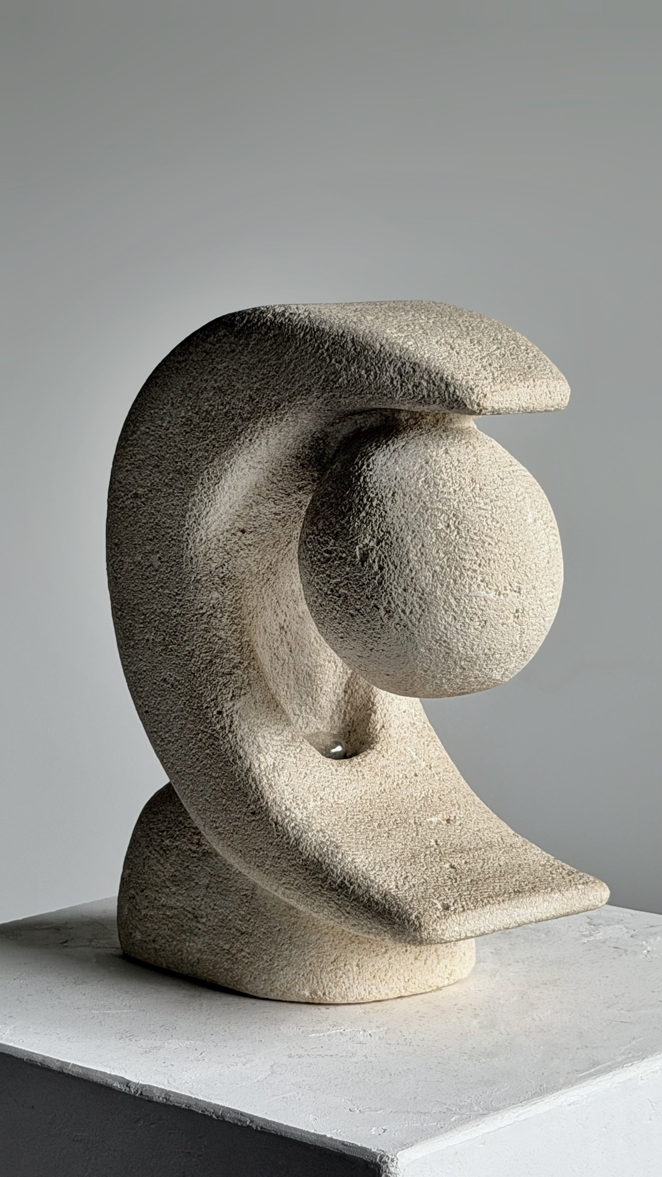 Carved Stone Lamp By Pierre Albert Tormost, 1960s　　