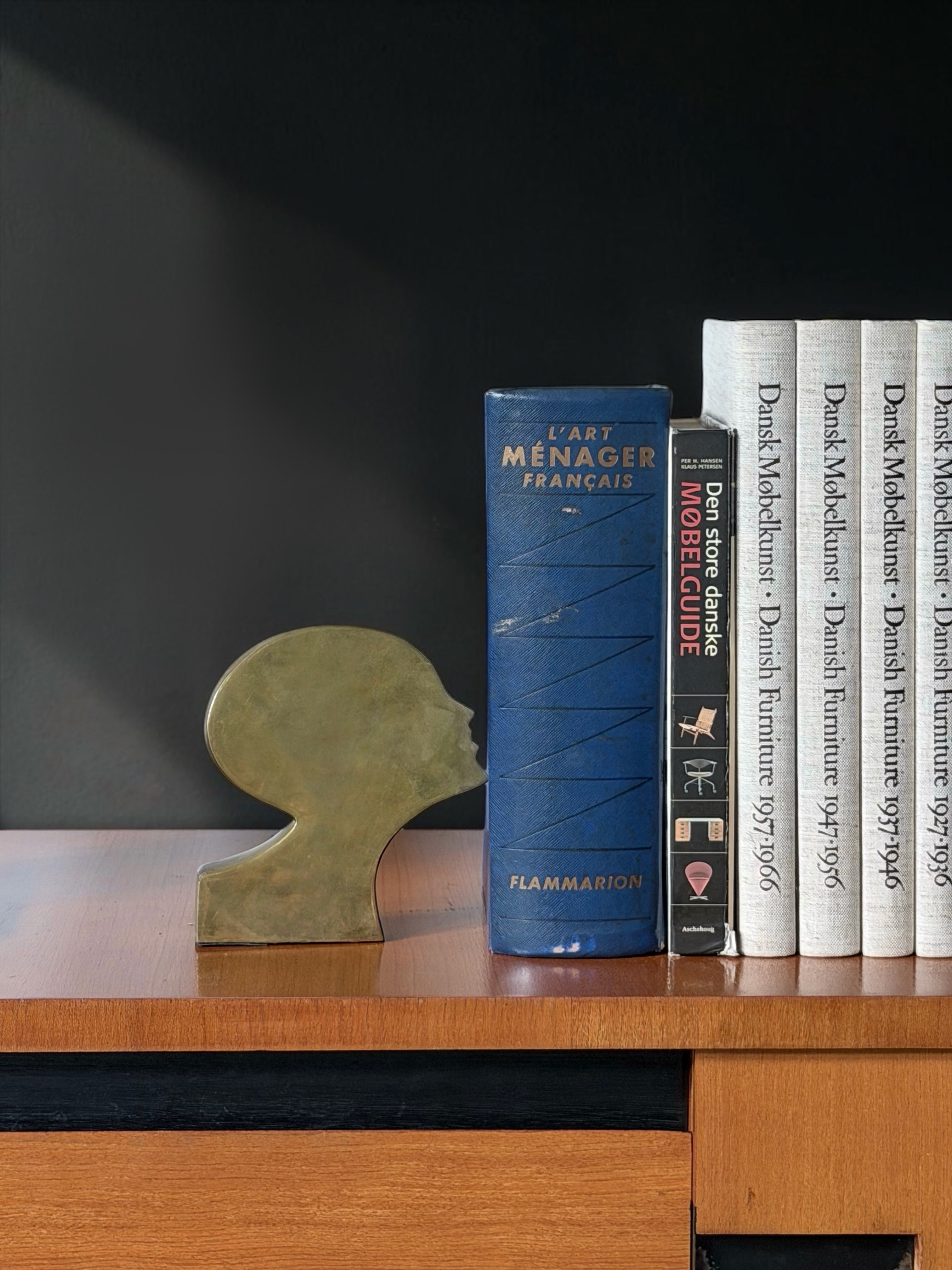 Pair of Sculptural Brass Profile Bookends