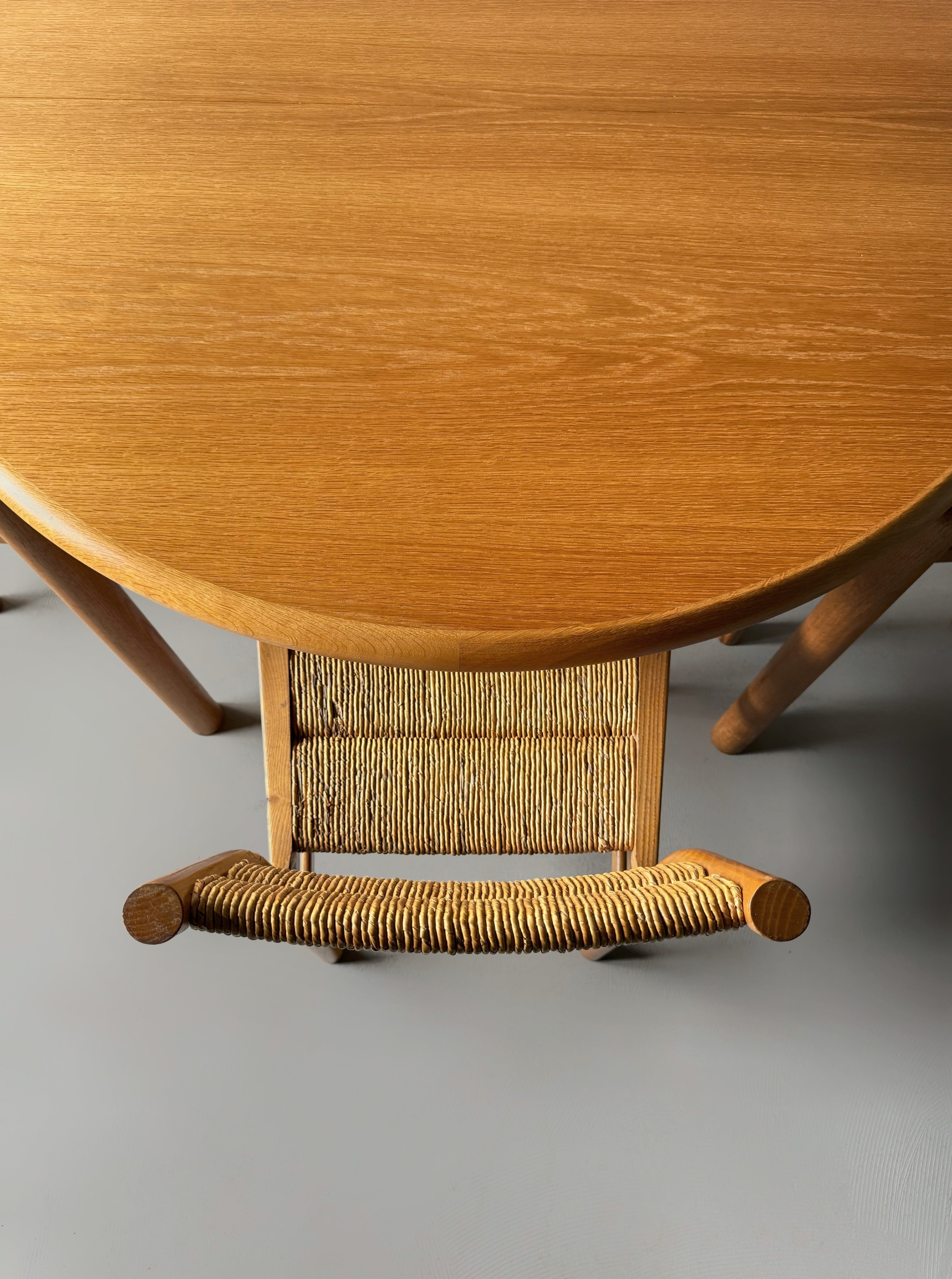 Set of 4 "Week-End" Rush Dining chairs in ash and straw by Pierre Gautier Delaye