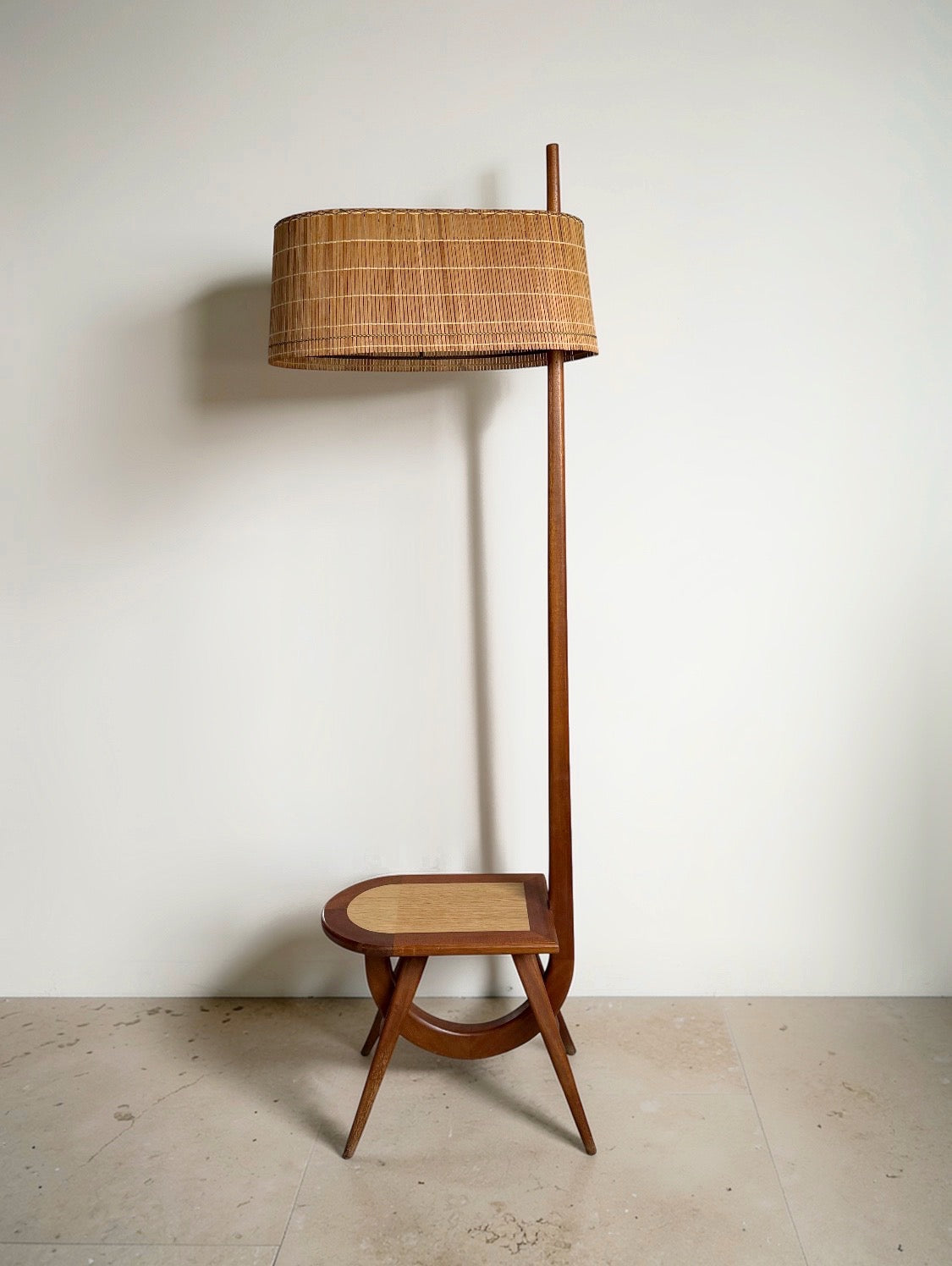 Tripod Floor Lamp with Shelf, France 1960s