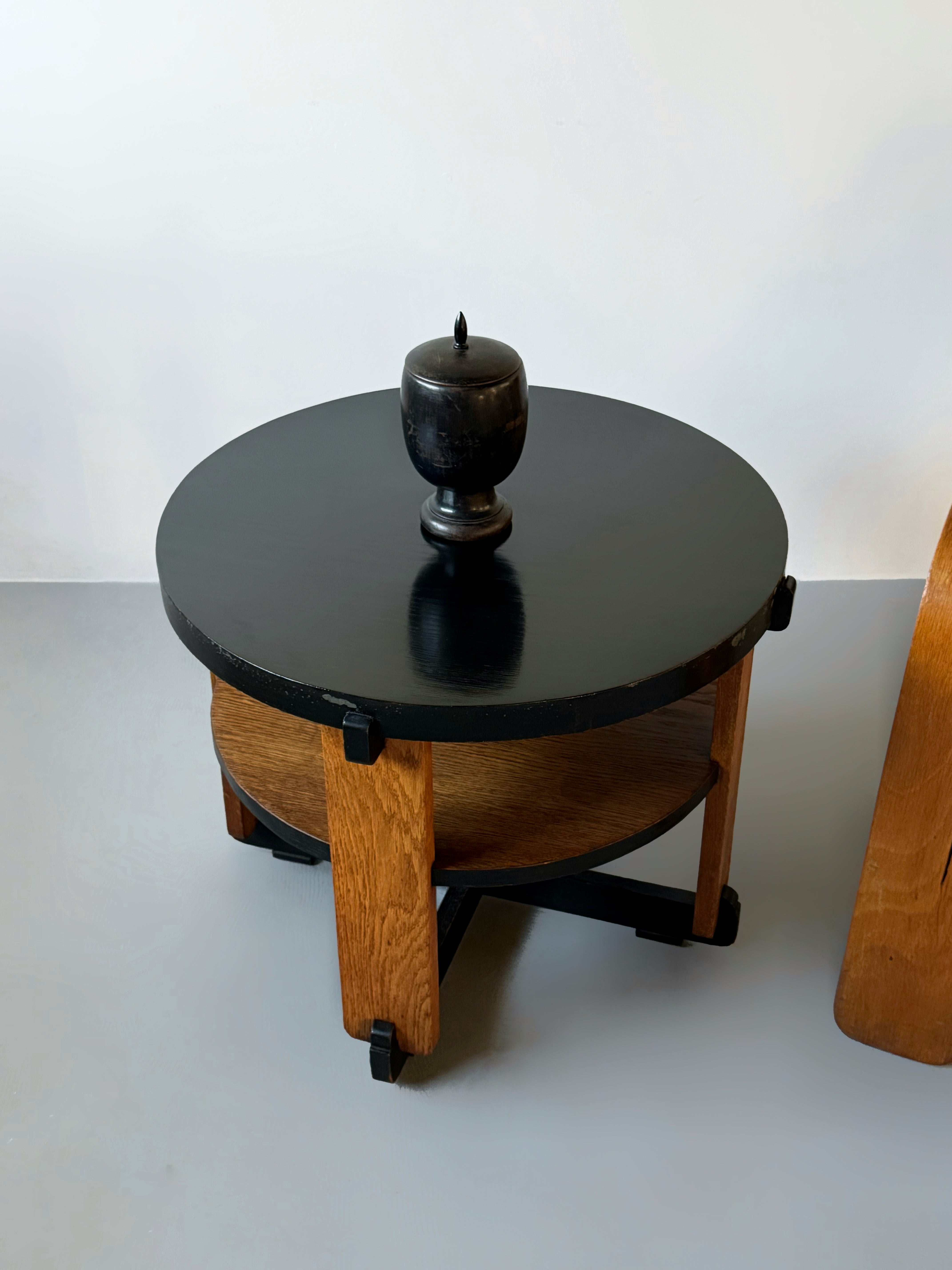 Oak Art Deco Modernist Side Table by Jan Brunott, Netherlands 1920s