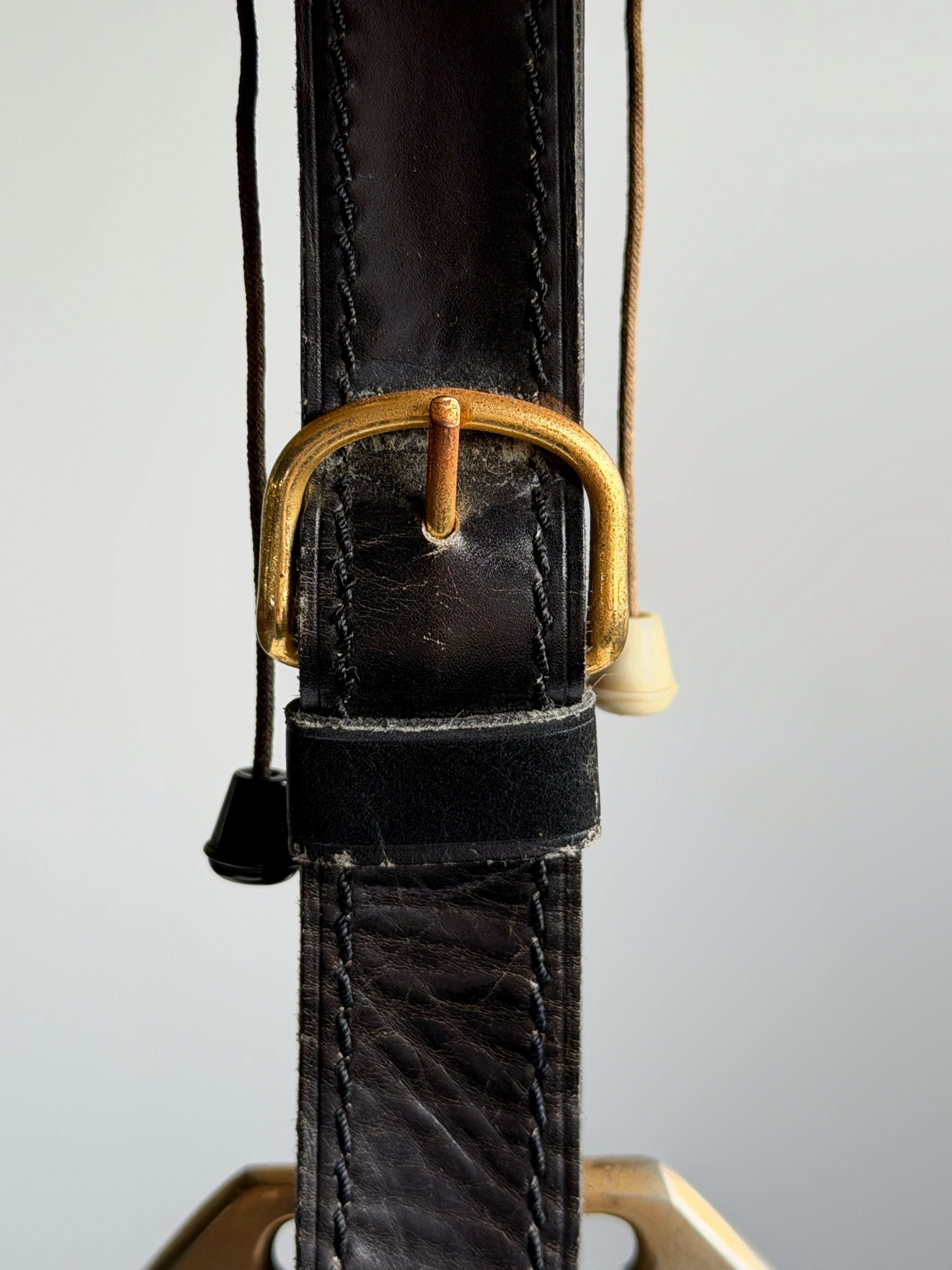 Longchamp Stirrup Stitched Leather Lamp, France 1950s　