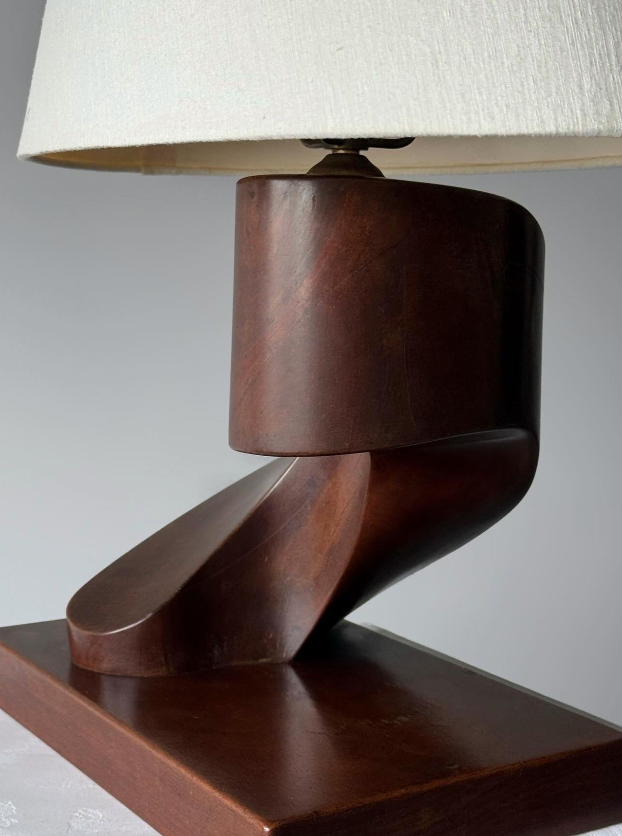 Danish Art Deco Sculptural Table Lamp in Solid Wood, 1930s