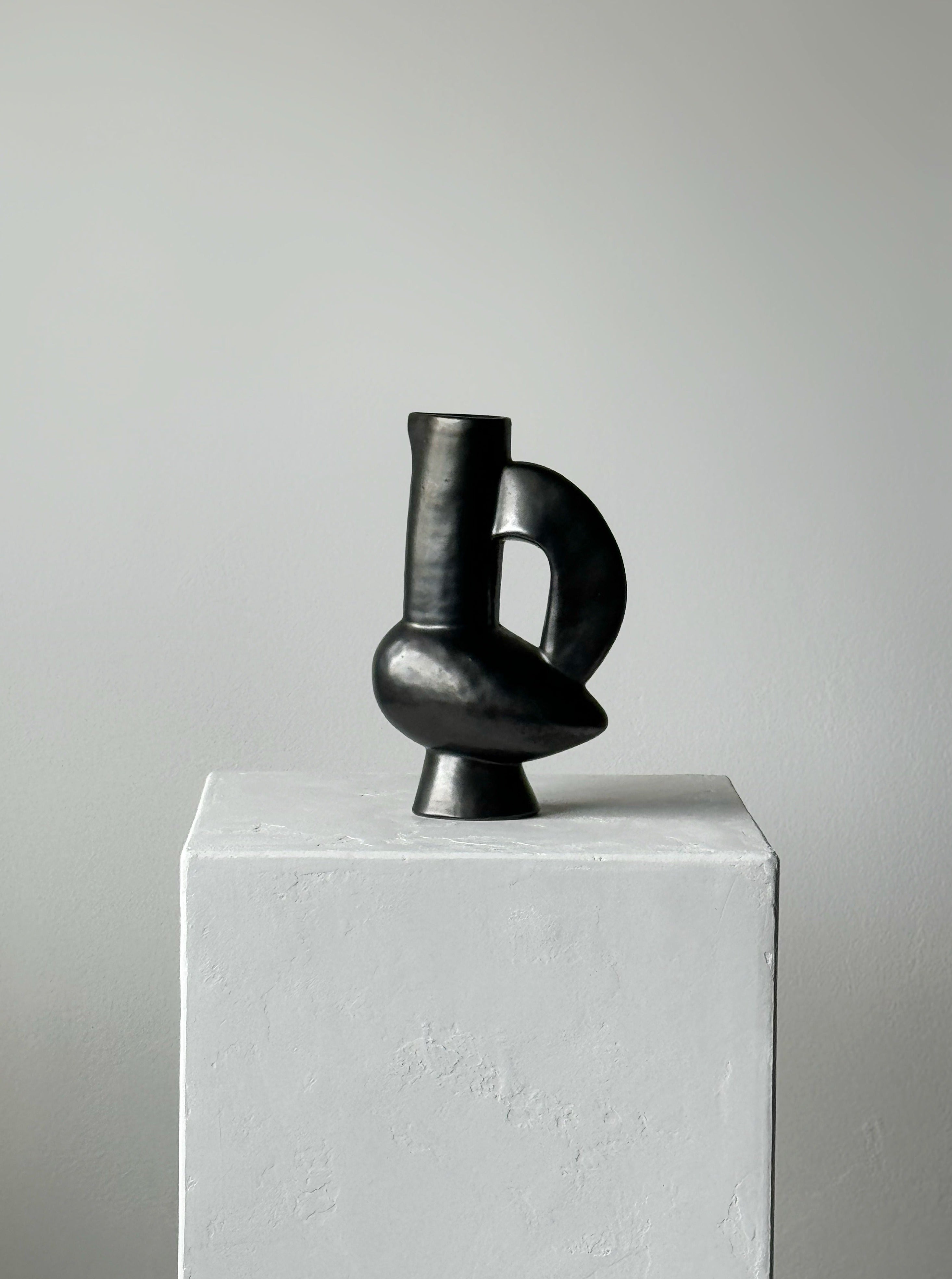 Jacques Blin French Ceramic Vessel Black Glaze Bird Form
