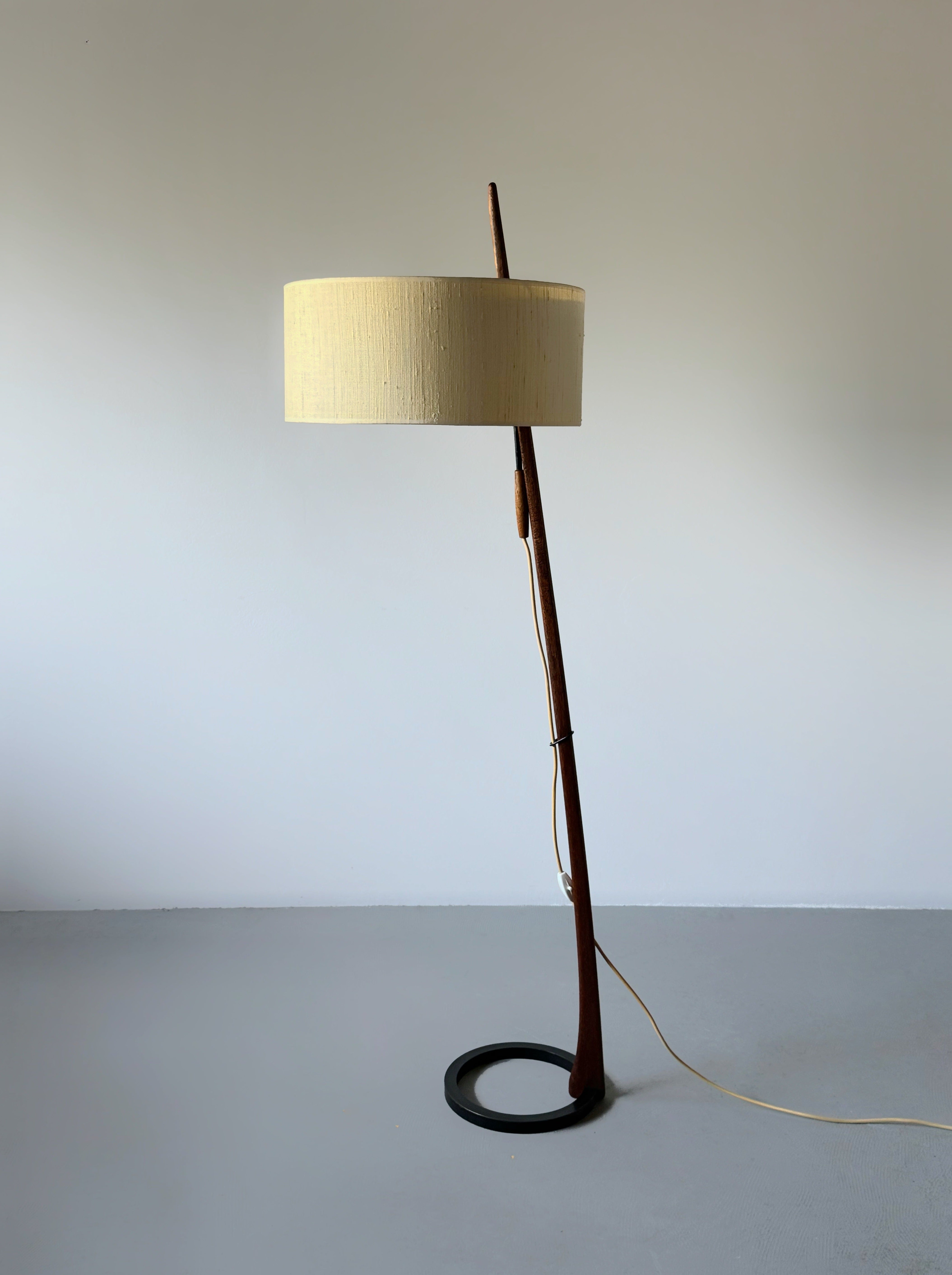 Vintage Adjustable Lampshade Floor Lamp 1950s
