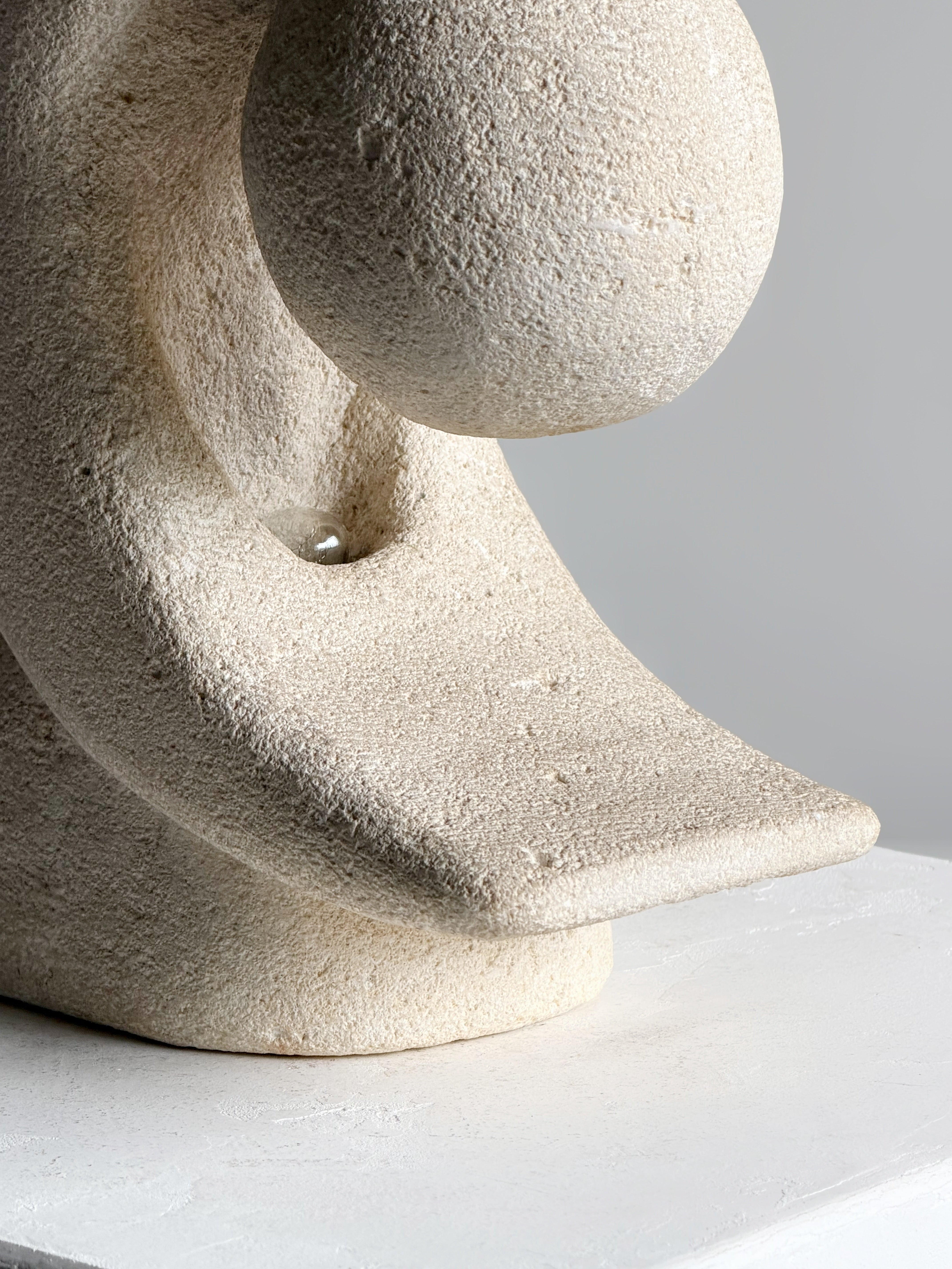 Carved Stone Lamp By Pierre Albert Tormost, 1960s　　