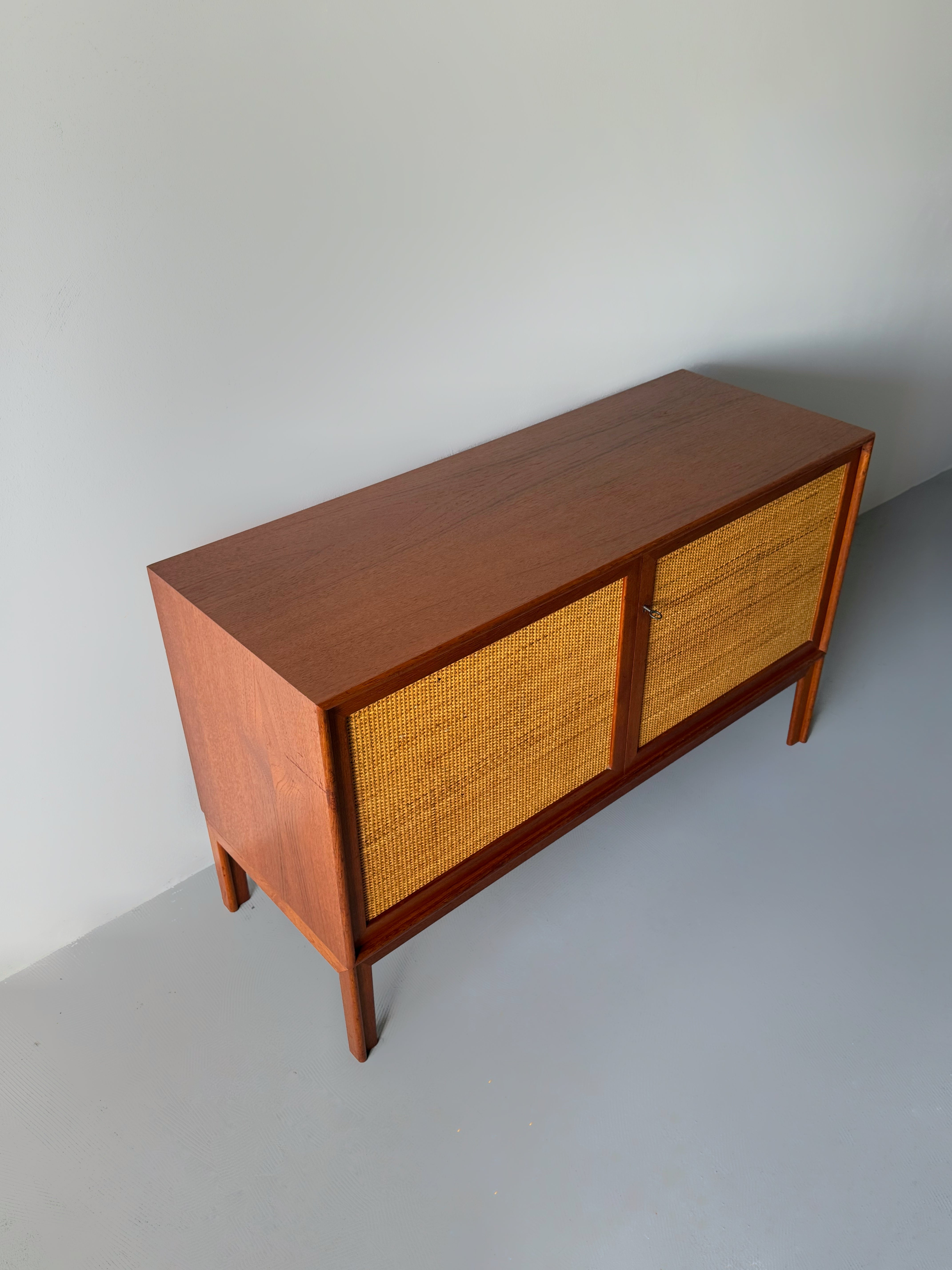 Teak and Rattan Sideboard by Alf Svensson for Bjästa Mobelfabrik