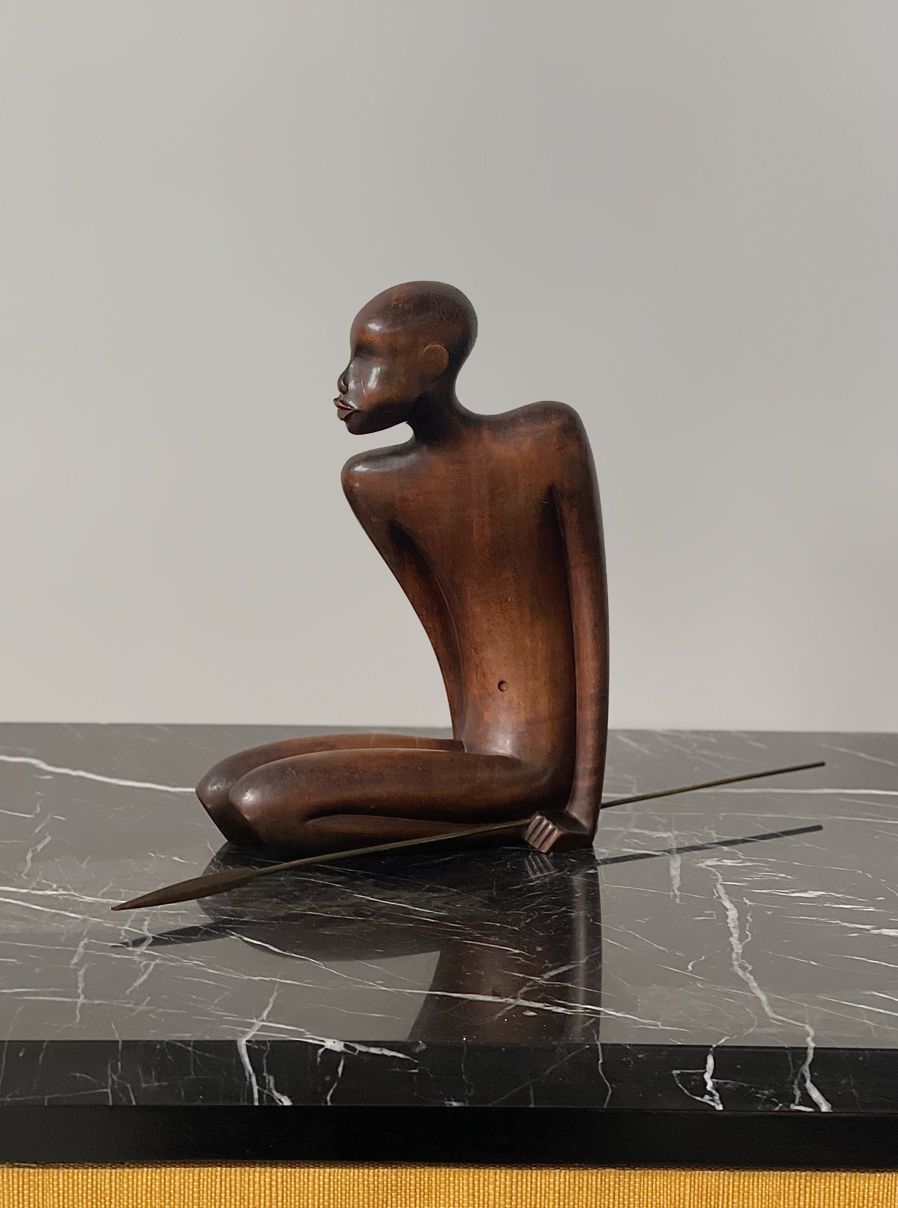 1950s-1960s アフリカ ウォールアート 木彫り African Hunter Sculpture Designed by Karl Hagenauer