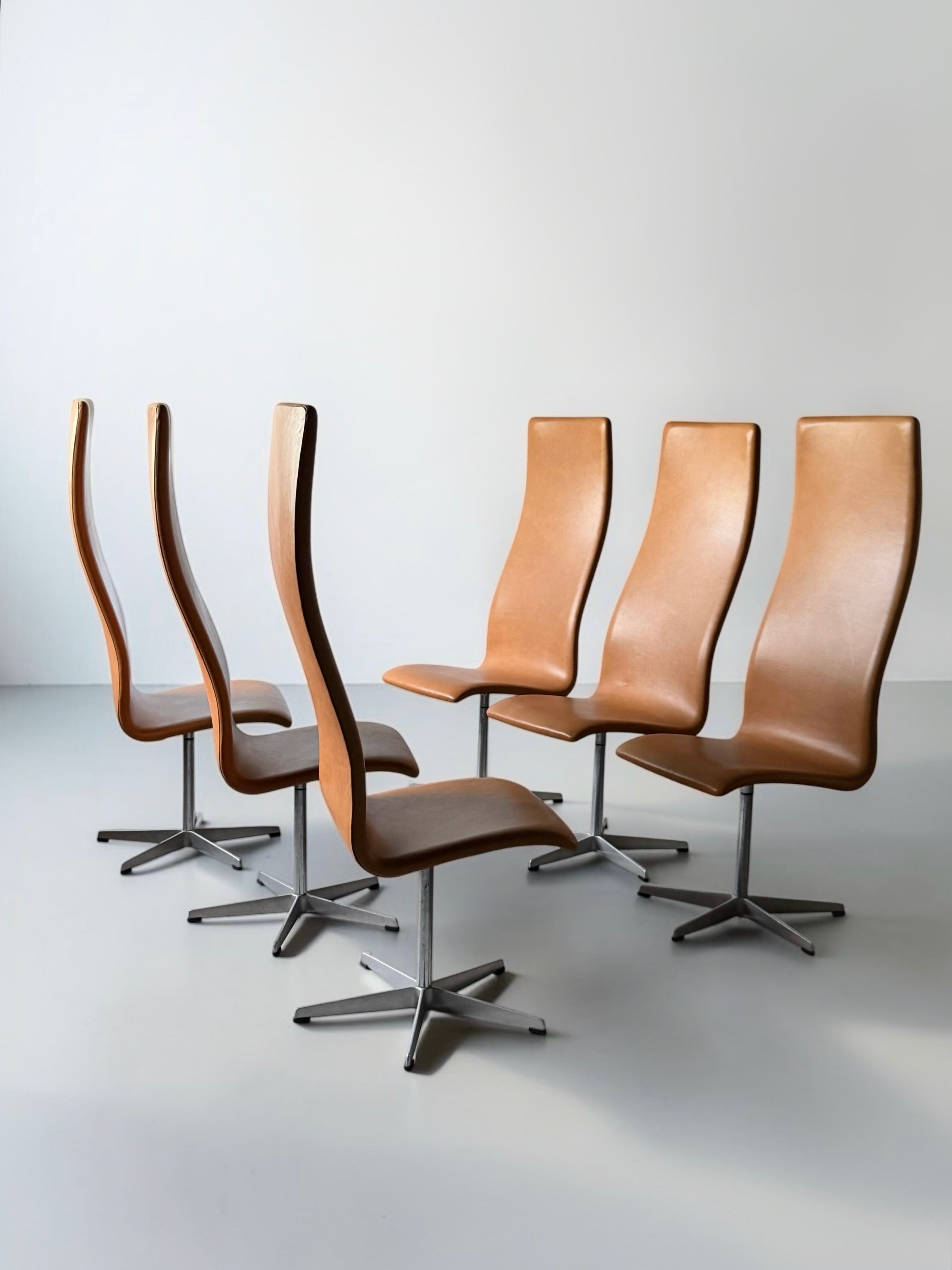 Set of 6 Oxford High-Back Swivel Chairs Model 3162 By Arne Jacobsen For Fritz Hansen, Denmark 1965