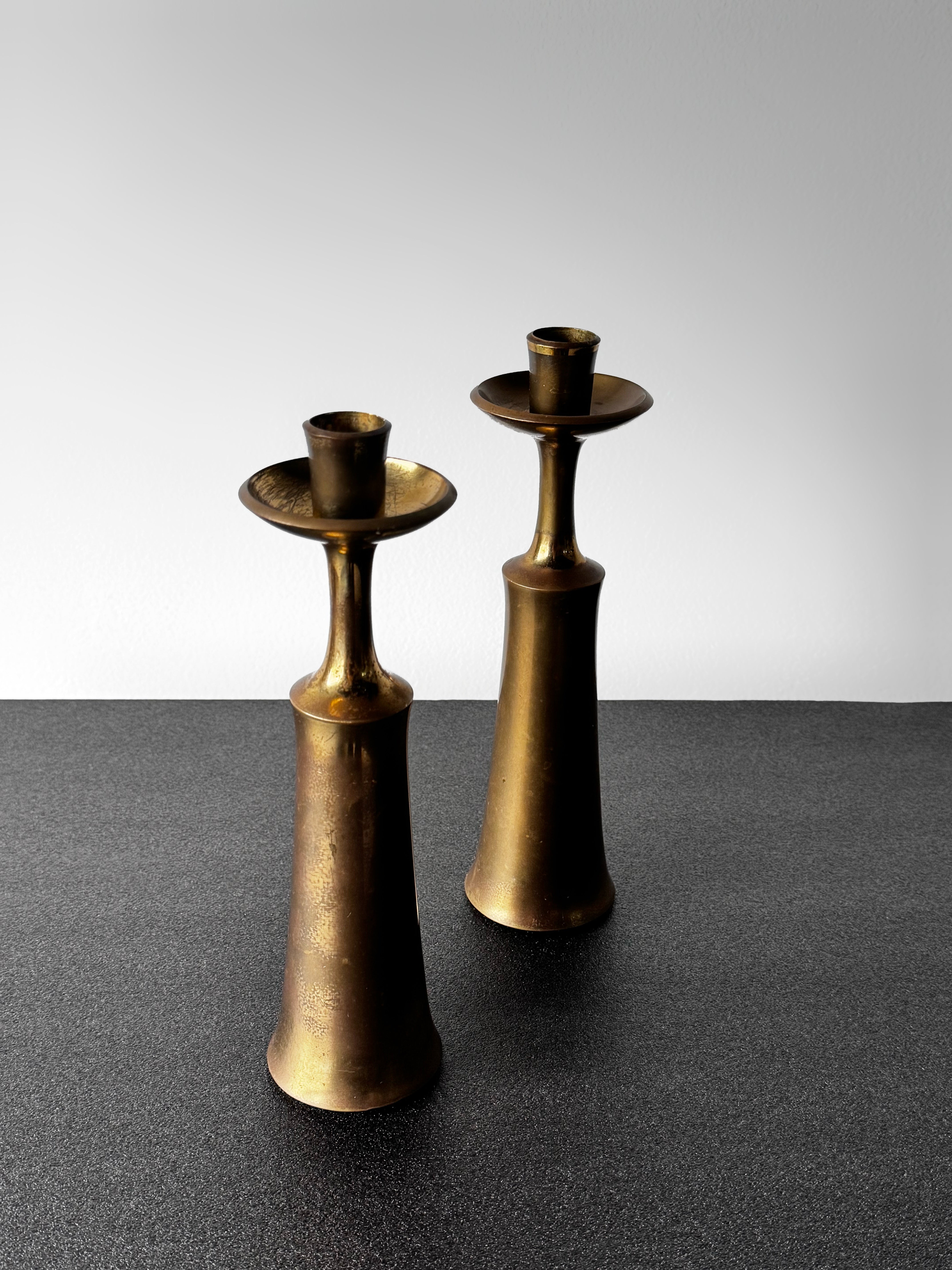 Danish Brass Candlesticks by Jens Harald Quistgaard for IHQ, 1960s, Set of 2　