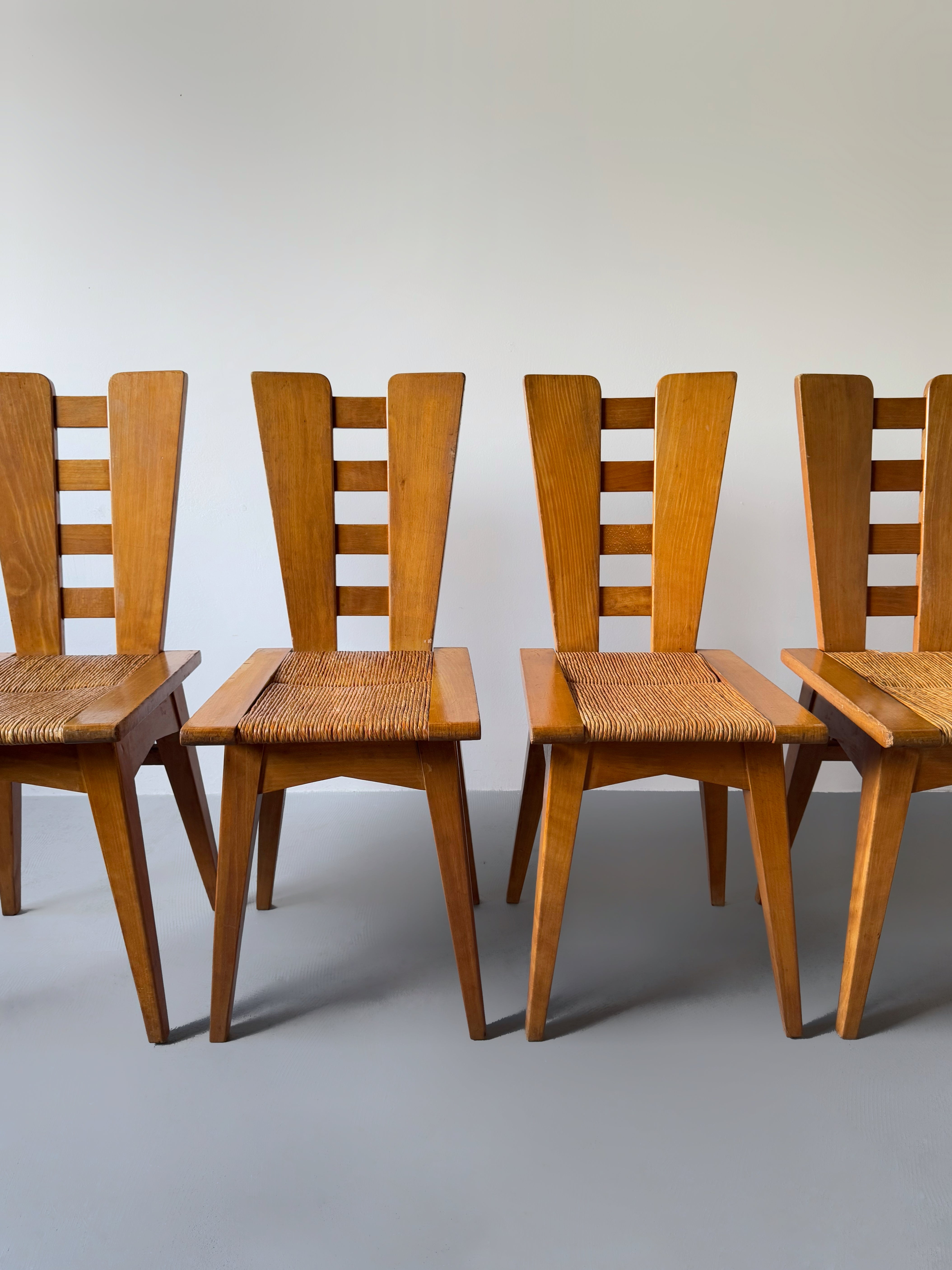 Set of 4 Chairs by Henri Jacques Le Meme, France 1938