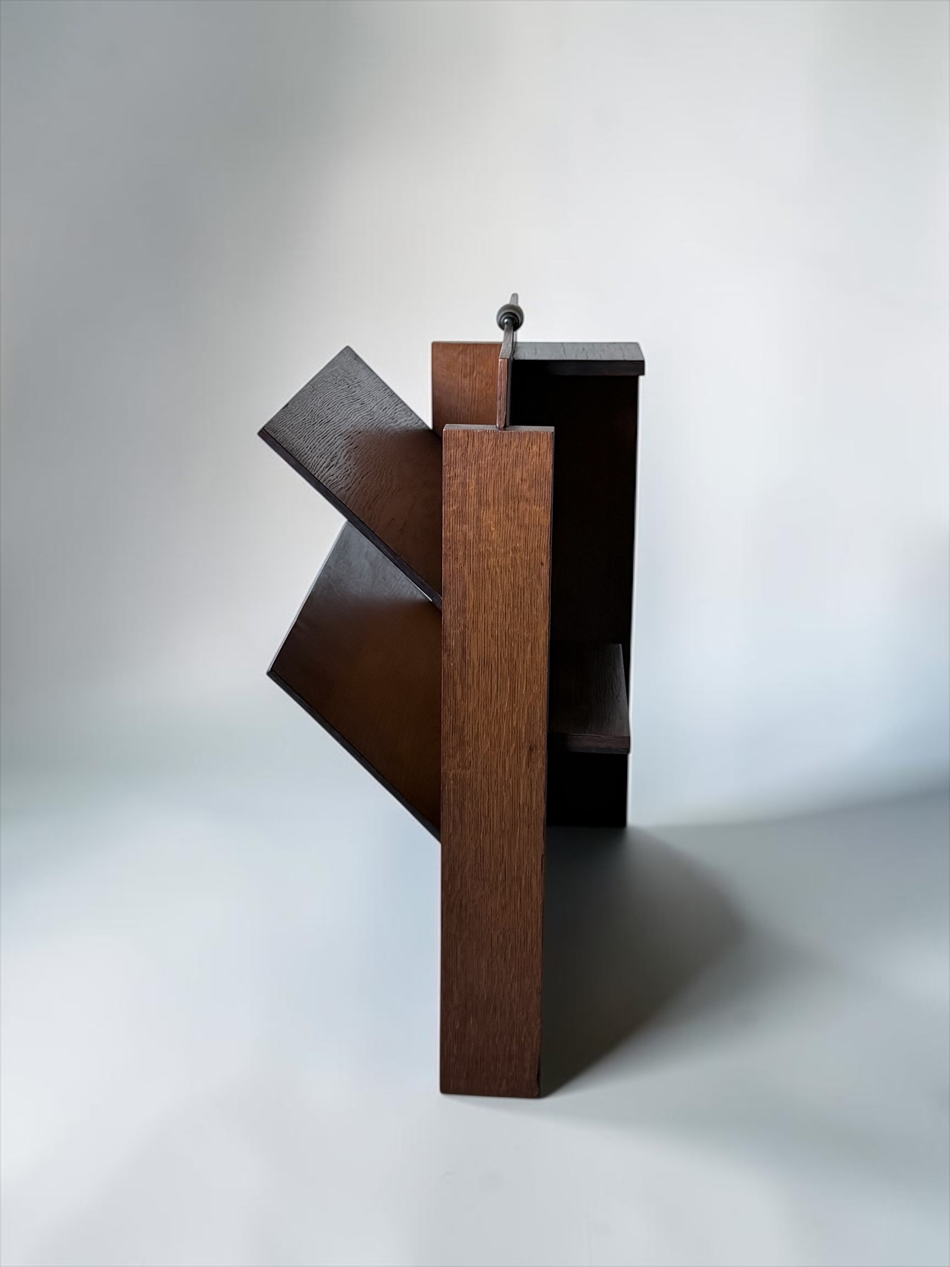 Art Deco Modernist Magazine Rack in Oak by Frits Spanjaard for L.O.V. Oosterbeek, 1920s
