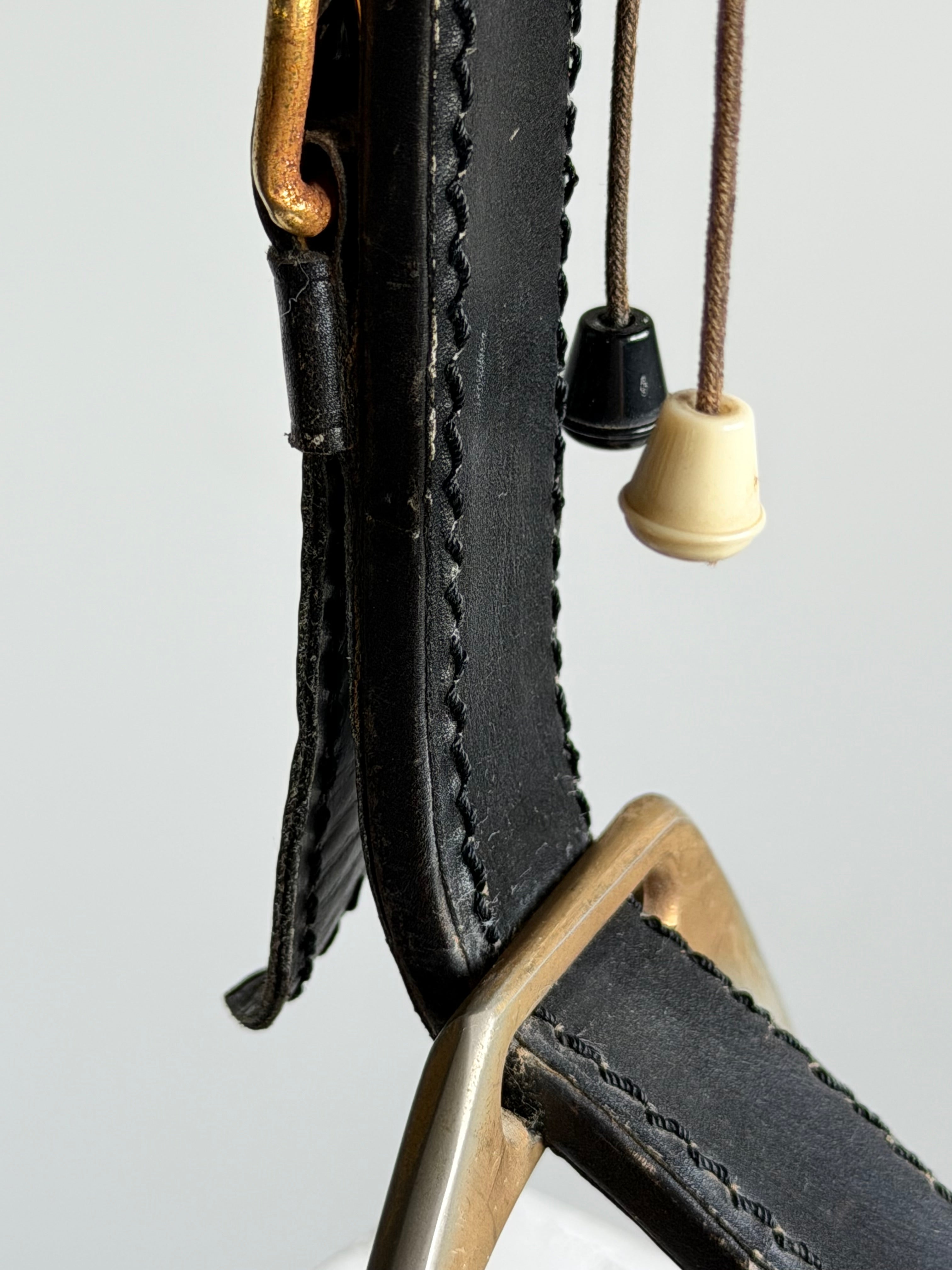 Longchamp Stirrup Stitched Leather Lamp, France 1950s　