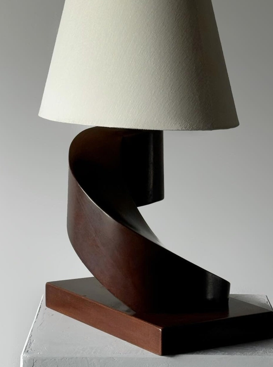 Danish Art Deco Sculptural Table Lamp in Solid Wood, 1930s