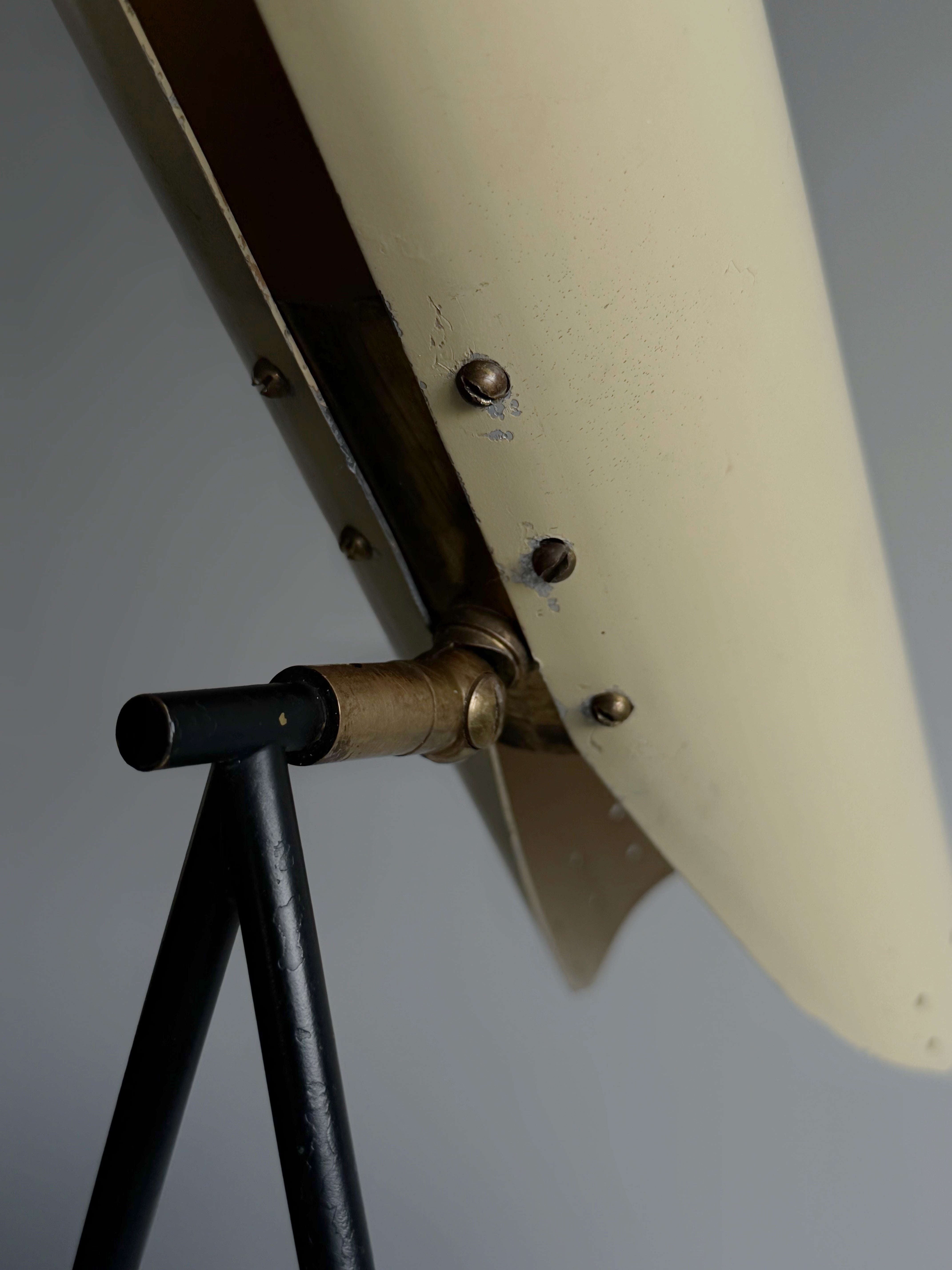 White and Brass Table Lamp 1950s Stilux Italy