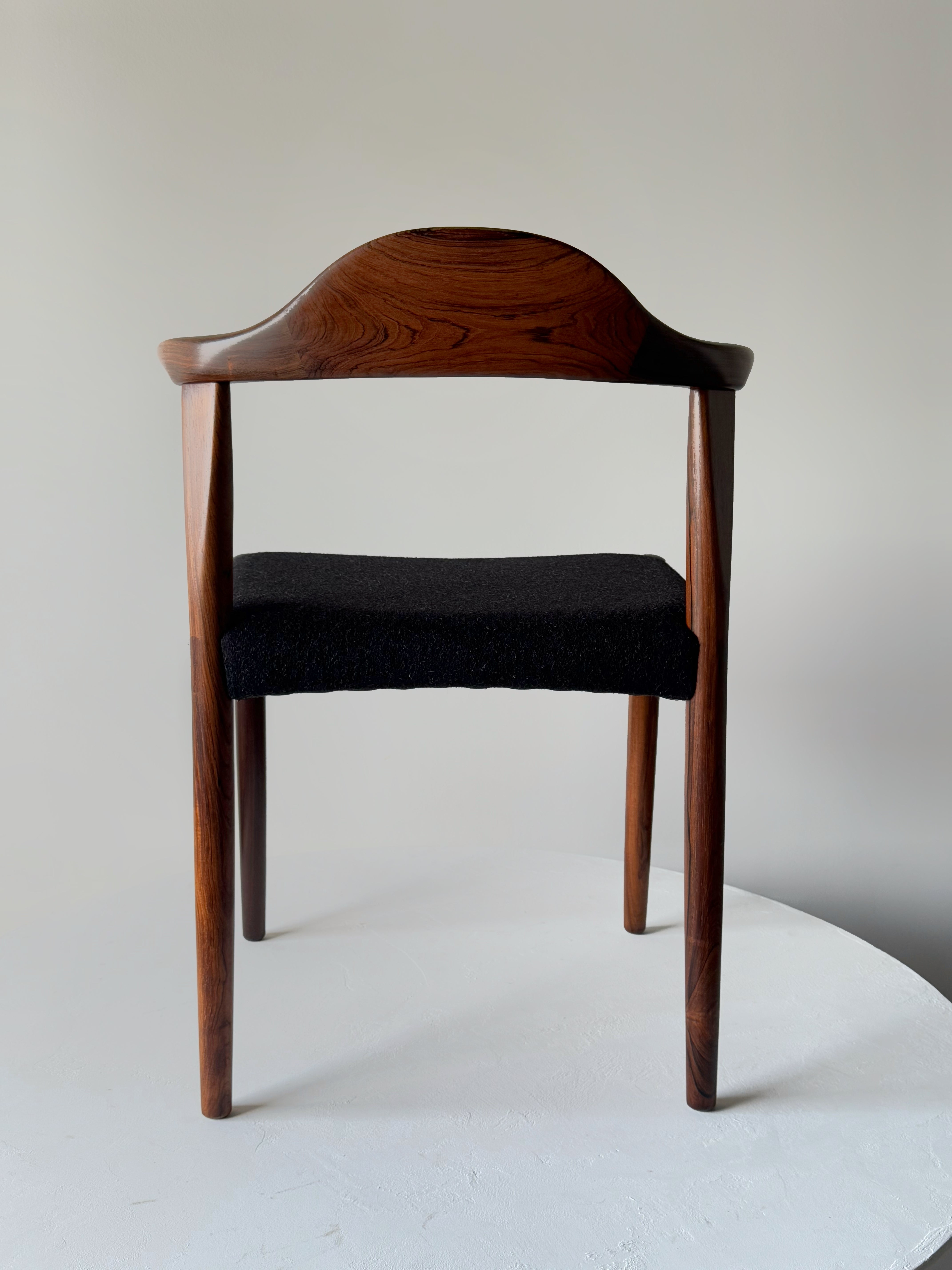 Bull horn dining chairs in rosewood by Jacob Hermann for Randers Møbelfabrik, Denmark 1960s