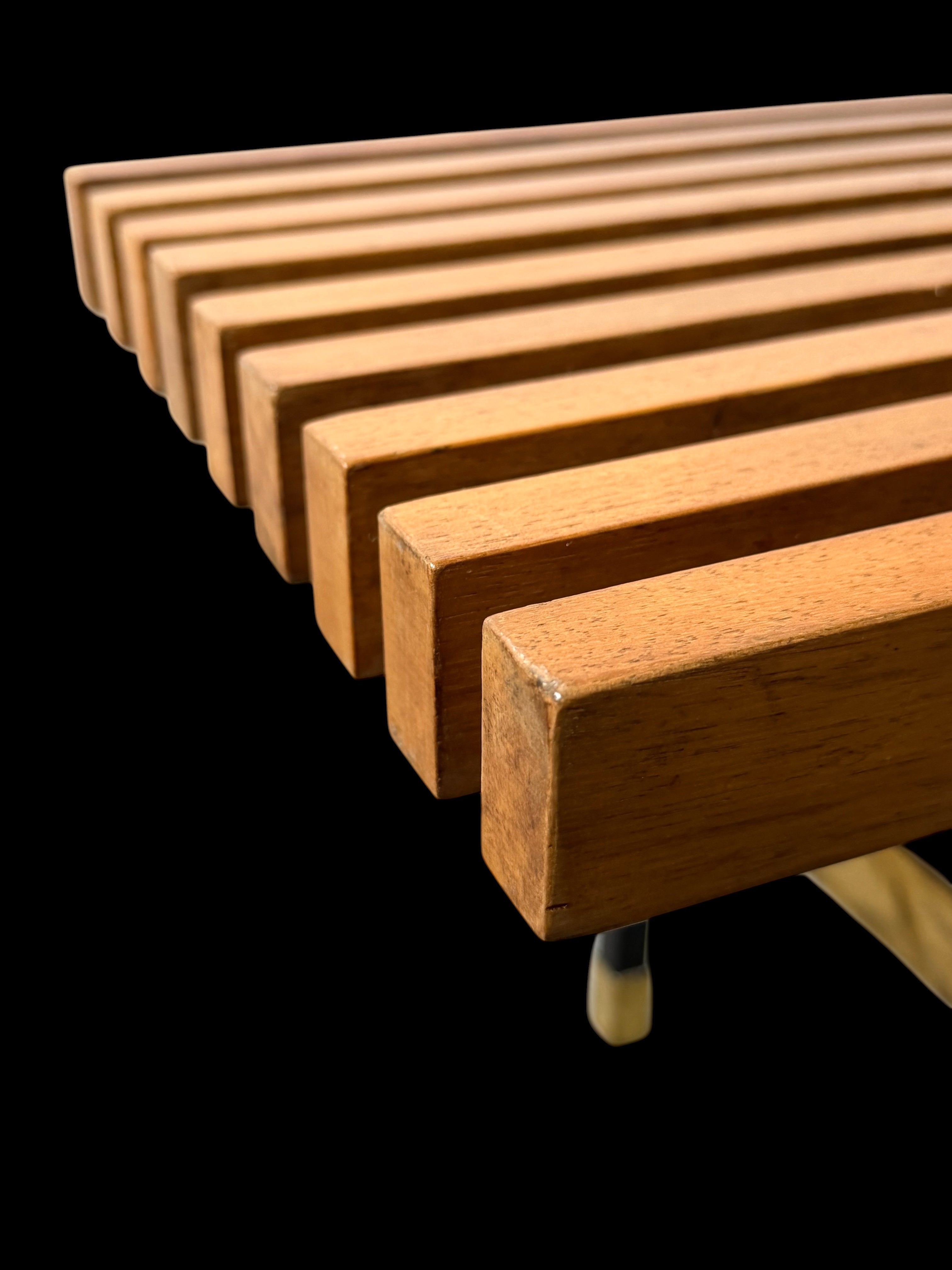 Modernist Italian Bench in Wood and Metal, 1950s