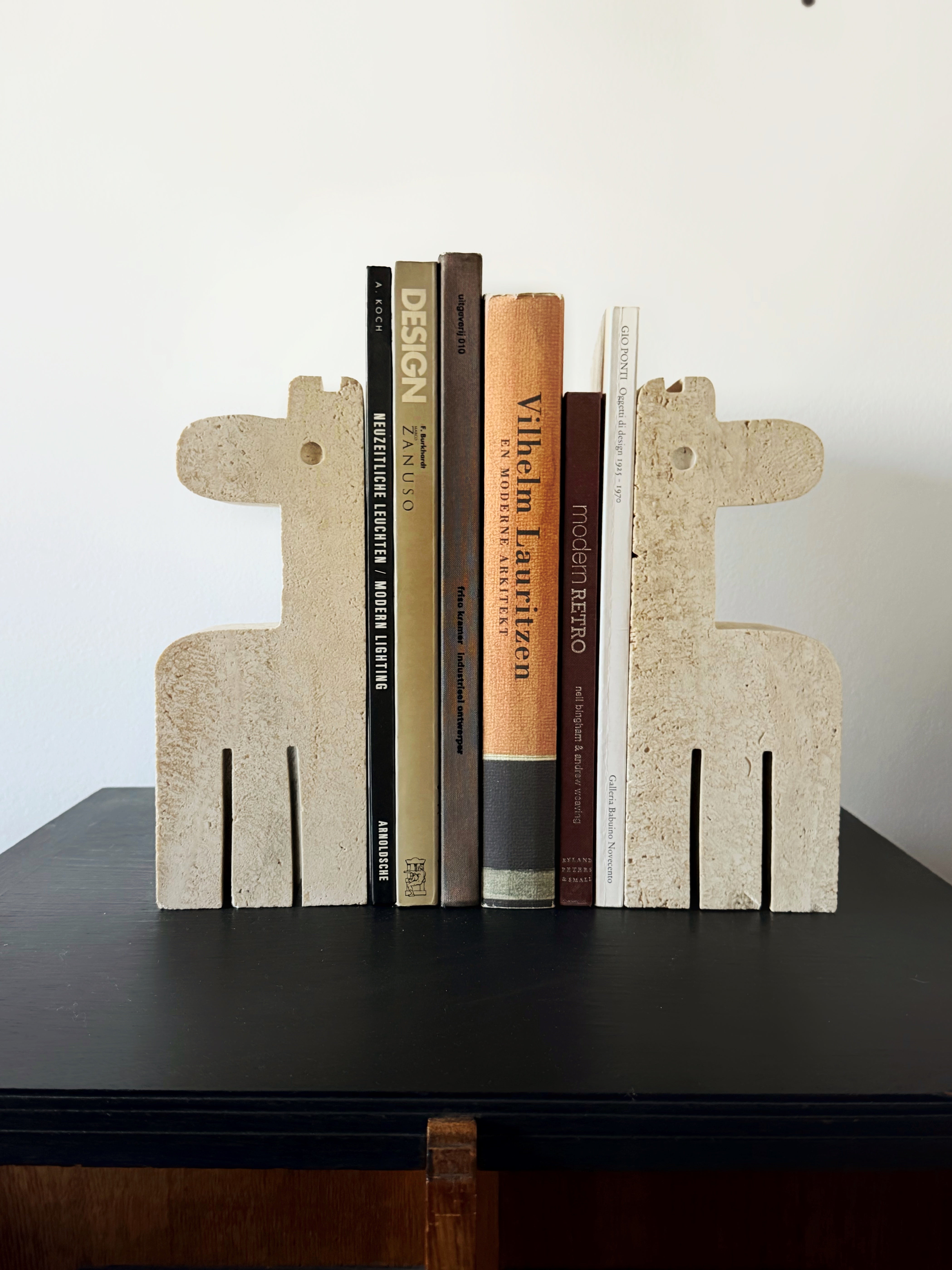 Travertine Giraffe Bookends by Enzo Mari for Mannelli Fratelli 1970s