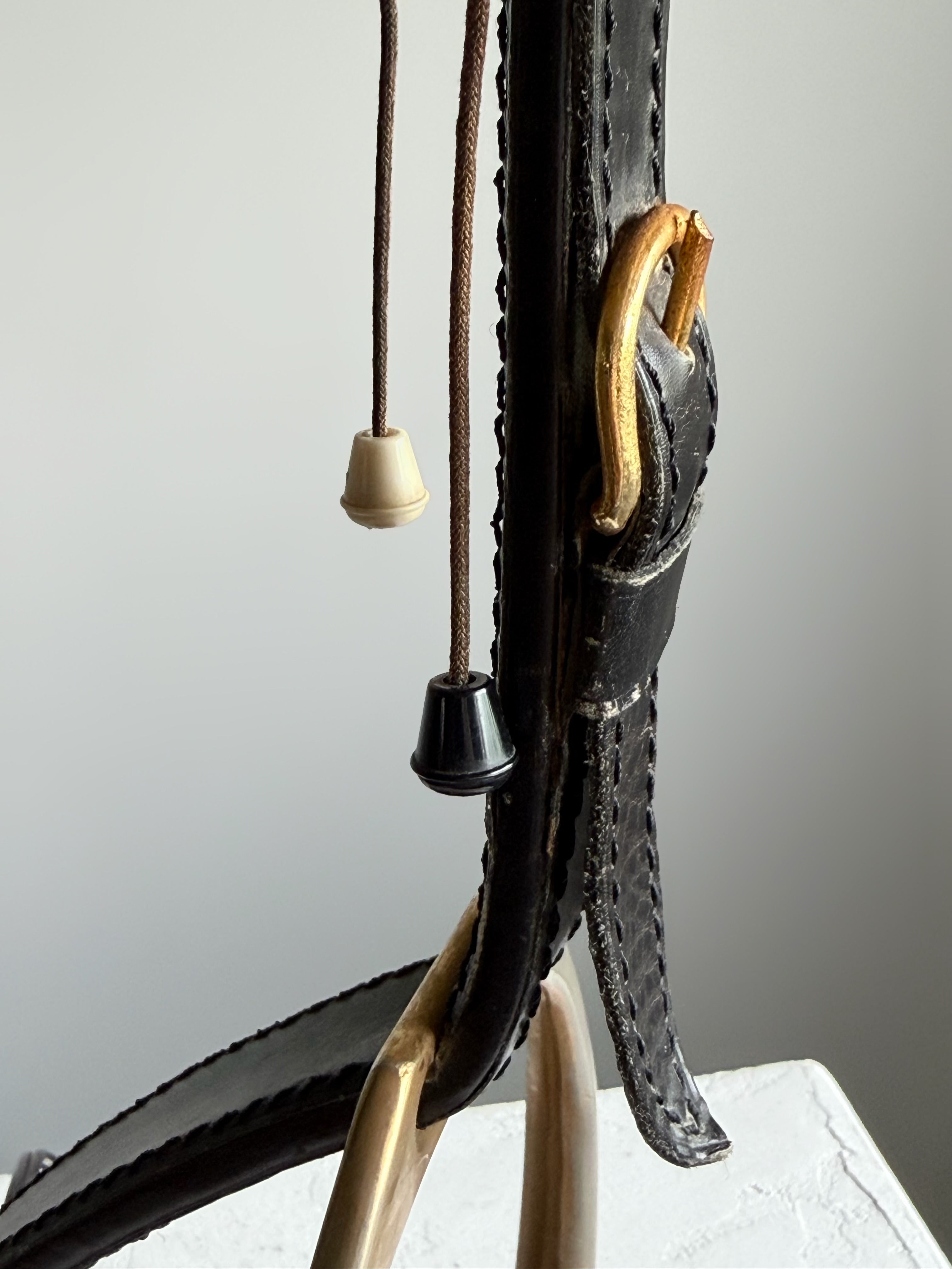 Longchamp Stirrup Stitched Leather Lamp, France 1950s　