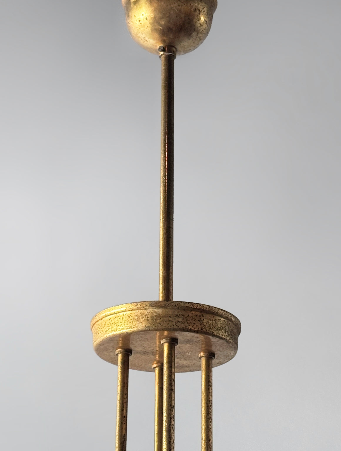 Italian Brass Chandelier with four Colorful Shades, 1950s　　