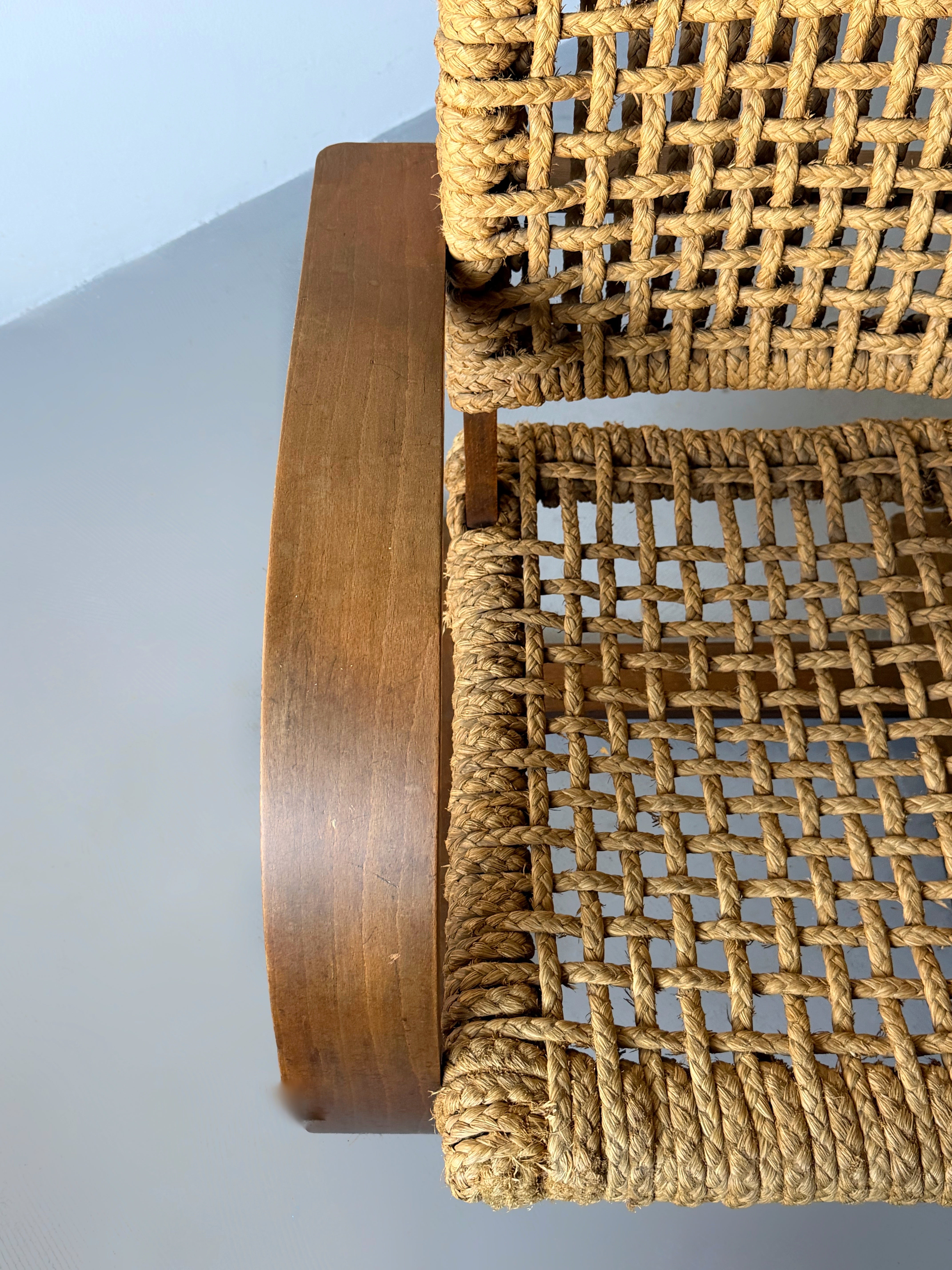 Rope armchair by Adrien Audoux & Frida Minet for Vibo Vesoul, France 1940s
