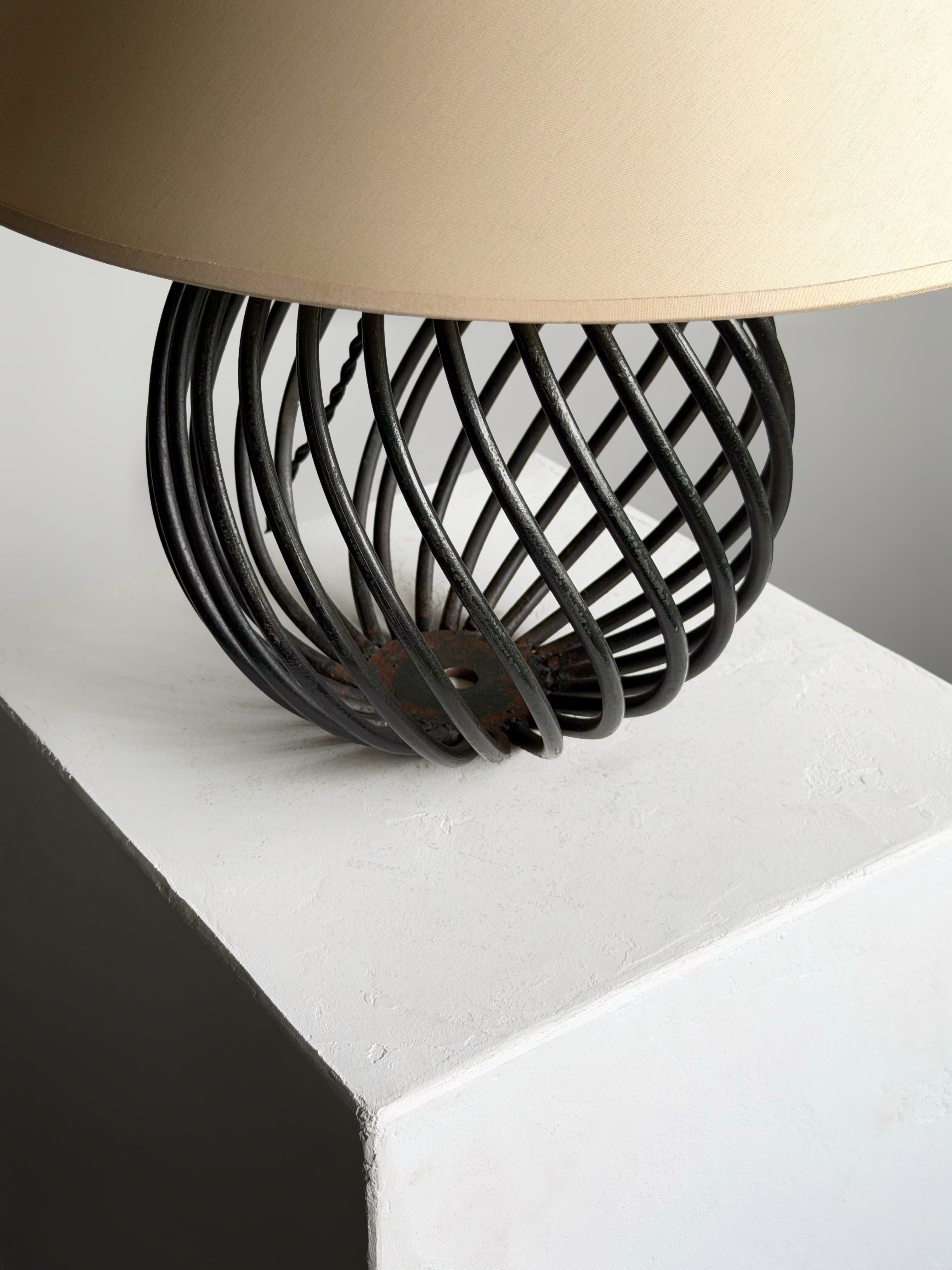 Sculptural Woven Metal Table Lamp, 1950s　