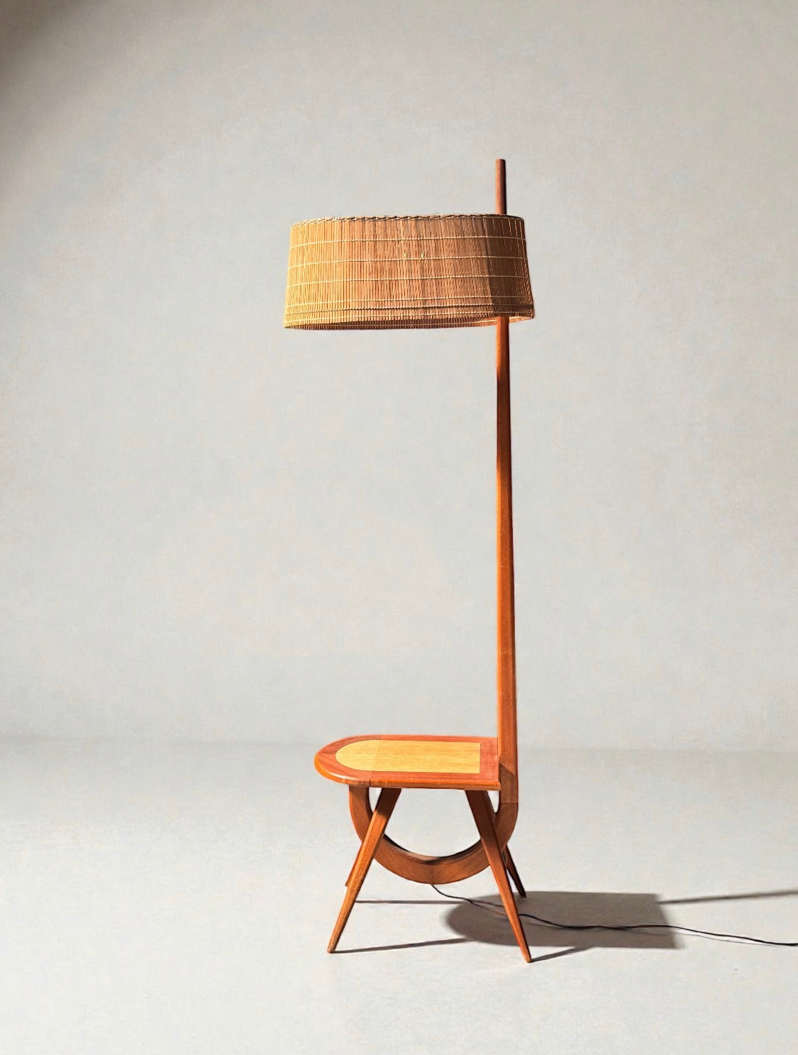 Tripod Floor Lamp with Shelf, France 1960s