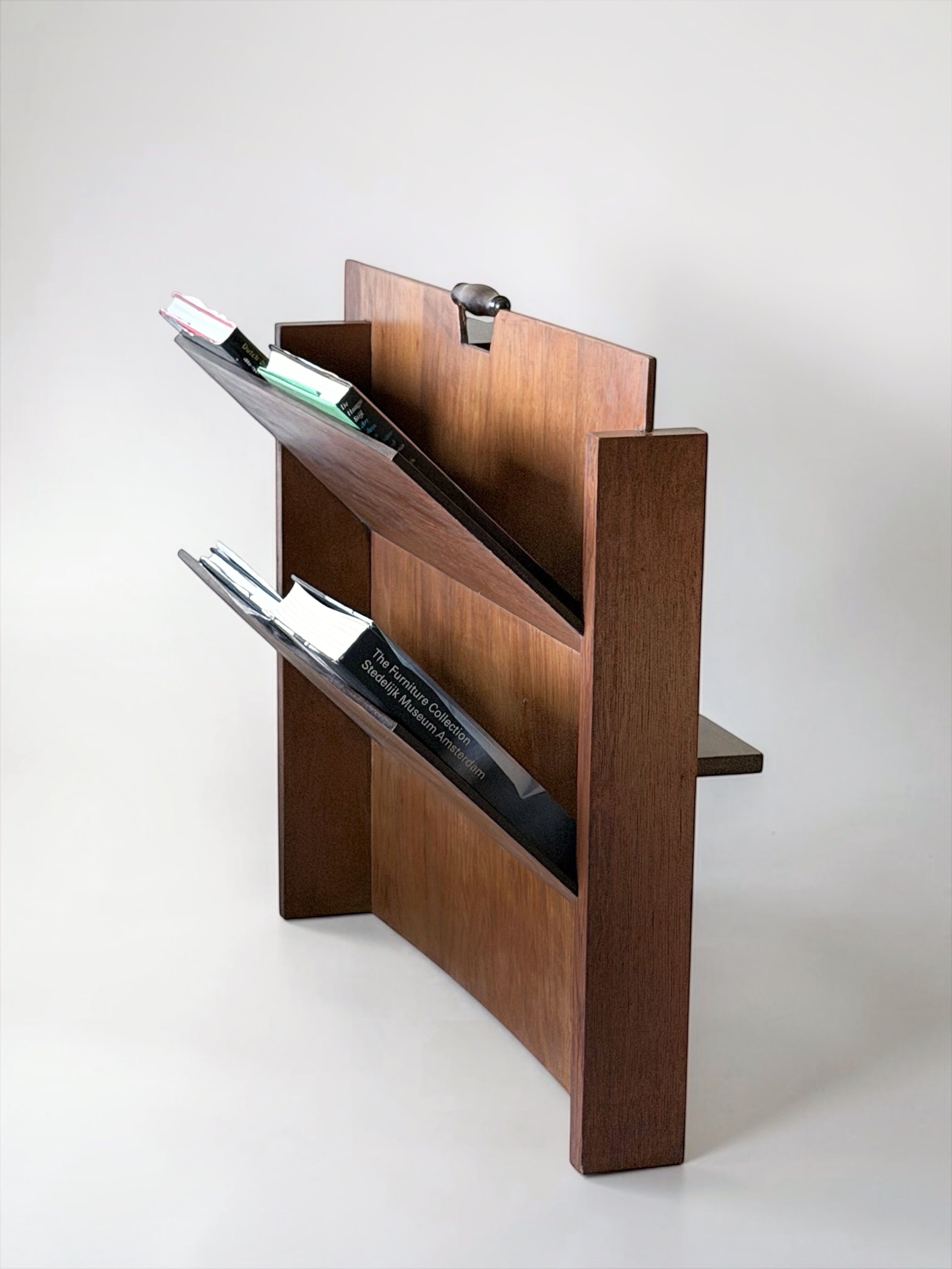 Art Deco Modernist Magazine Rack in Oak by Frits Spanjaard for L.O.V. Oosterbeek, 1920s