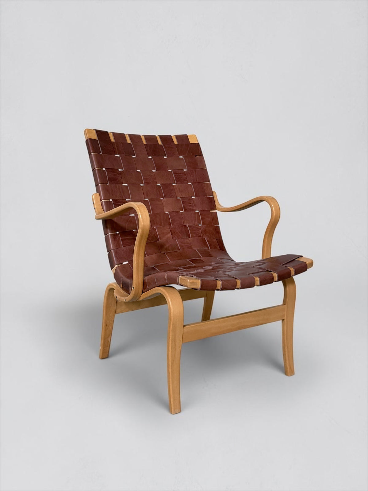 Easy Chair in Birch and Leather by Bruno Mathsson, 1968