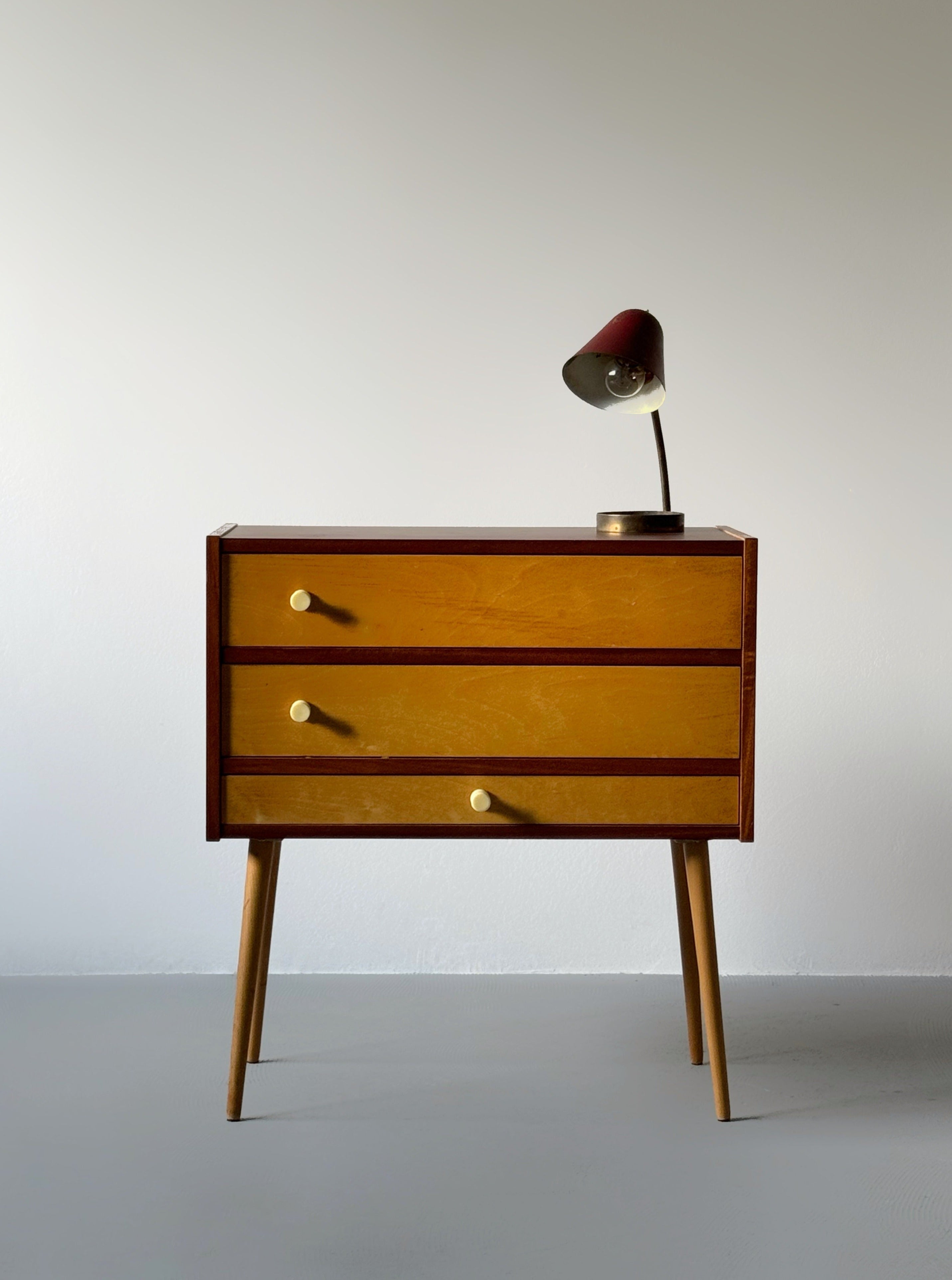 Midcentury Modern Sewing Box with swivel drawer storage, 1960s