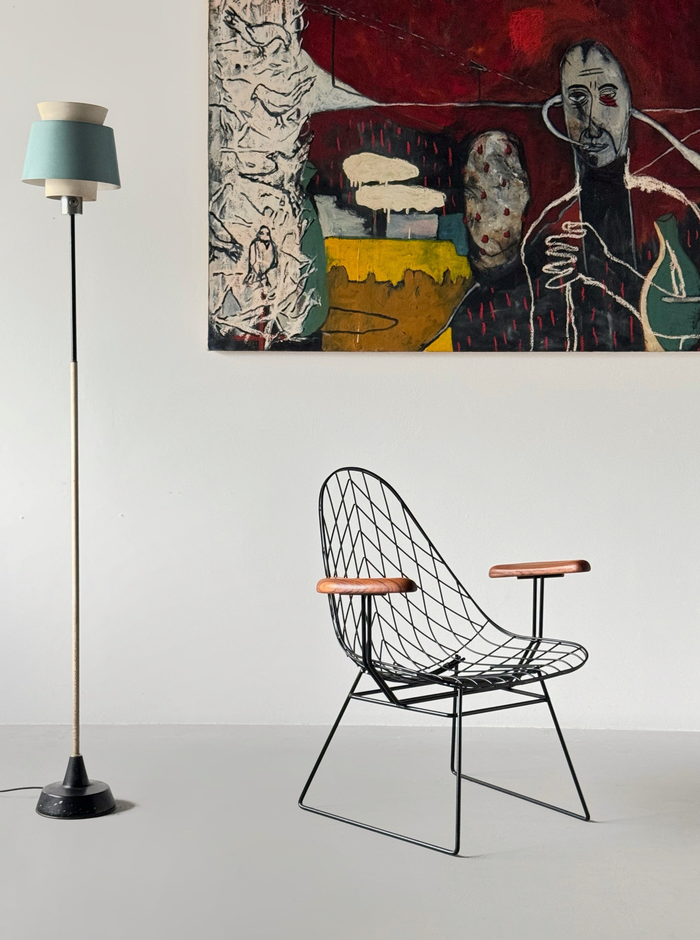 Wire leaf pattern arm chair by Cees Braakman and A. Dekker