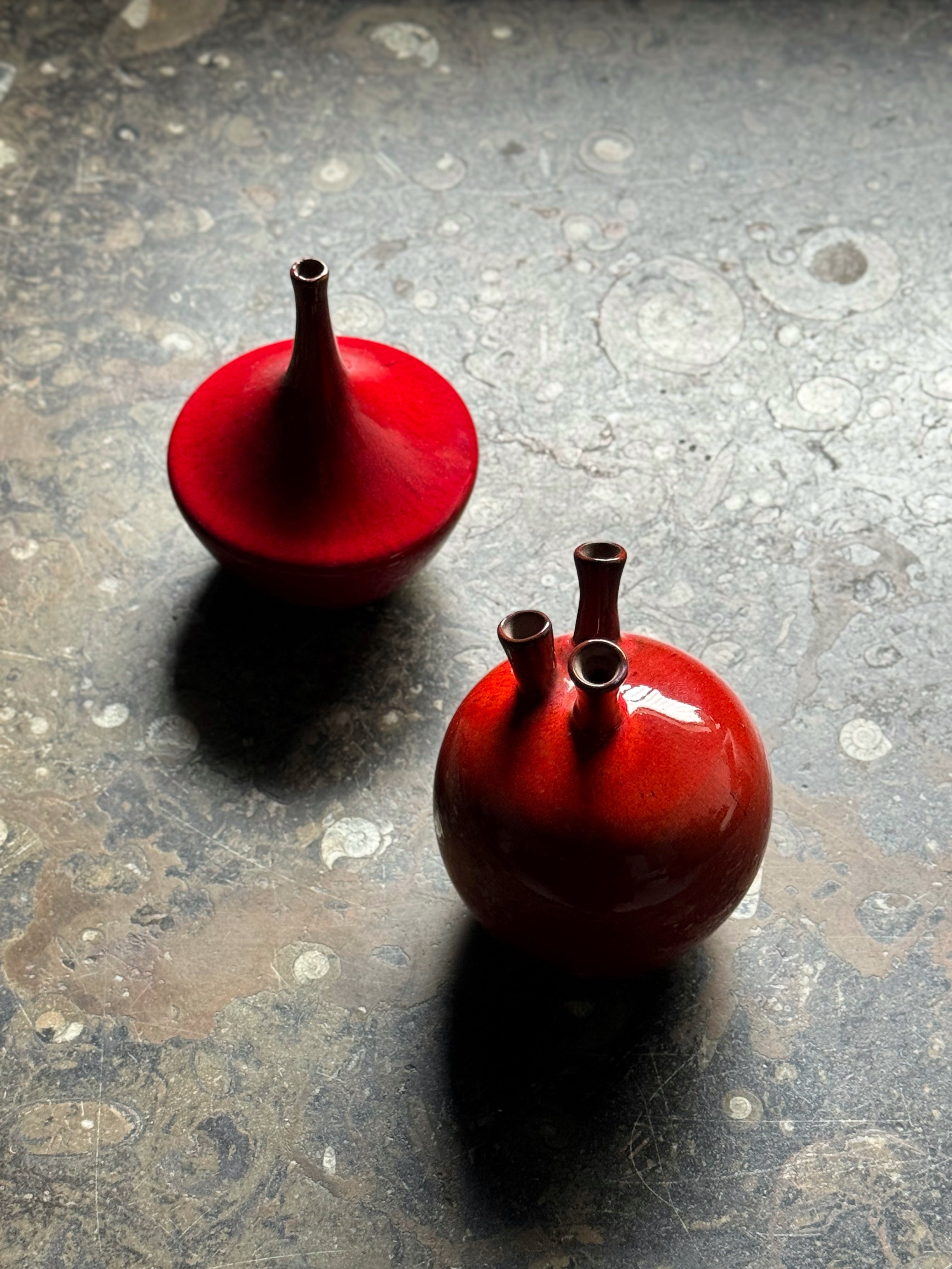 Red-Glazed Tapered Vase by Roger Vandeweghe for Amphora, Belgium 1960s